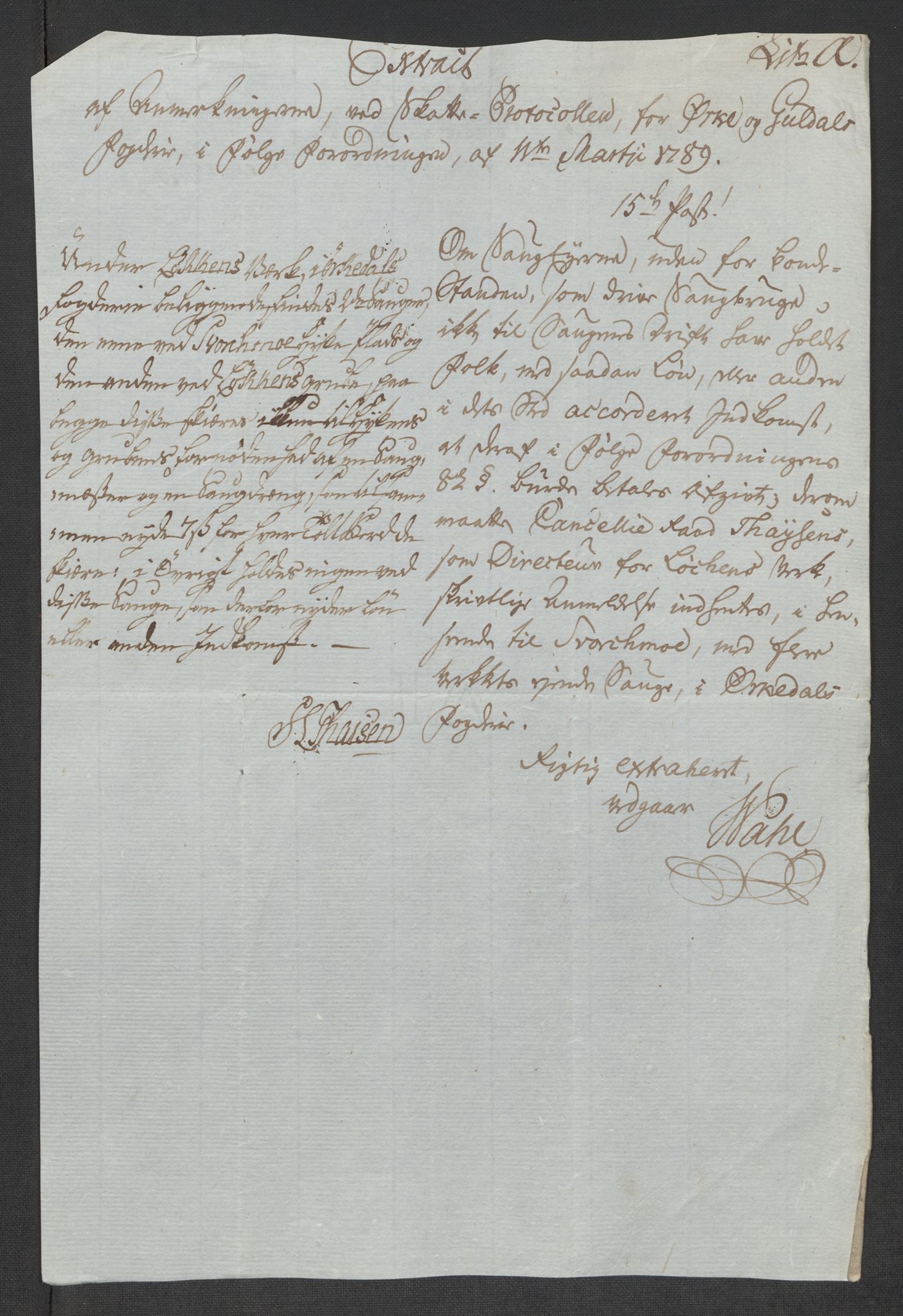 Rentekammeret inntil 1814, Reviderte regnskaper, Mindre regnskaper, AV/RA-EA-4068/Rf/Rfe/L0032: Numedal og Sandsvær fogderi, Orkdal og Gauldal fogderi, 1789, p. 186