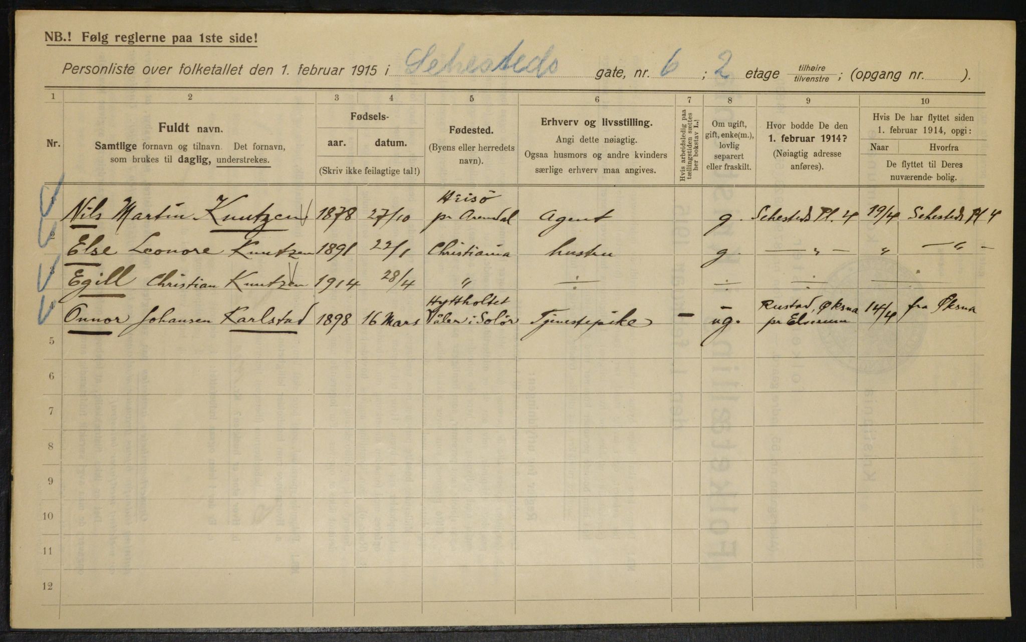 OBA, Municipal Census 1915 for Kristiania, 1915, p. 93584