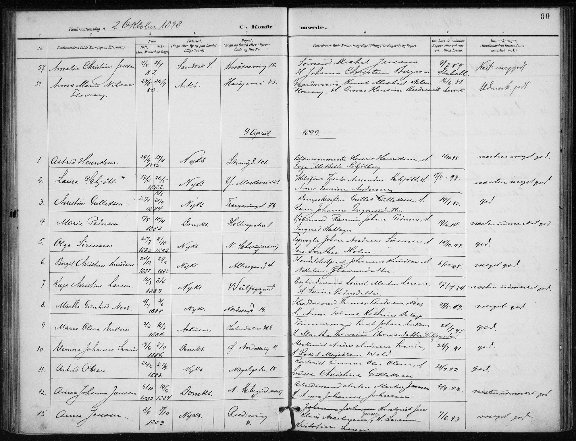 Nykirken Sokneprestembete, AV/SAB-A-77101/H/Haa/L0028: Parish register (official) no. C 7, 1887-1913, p. 80