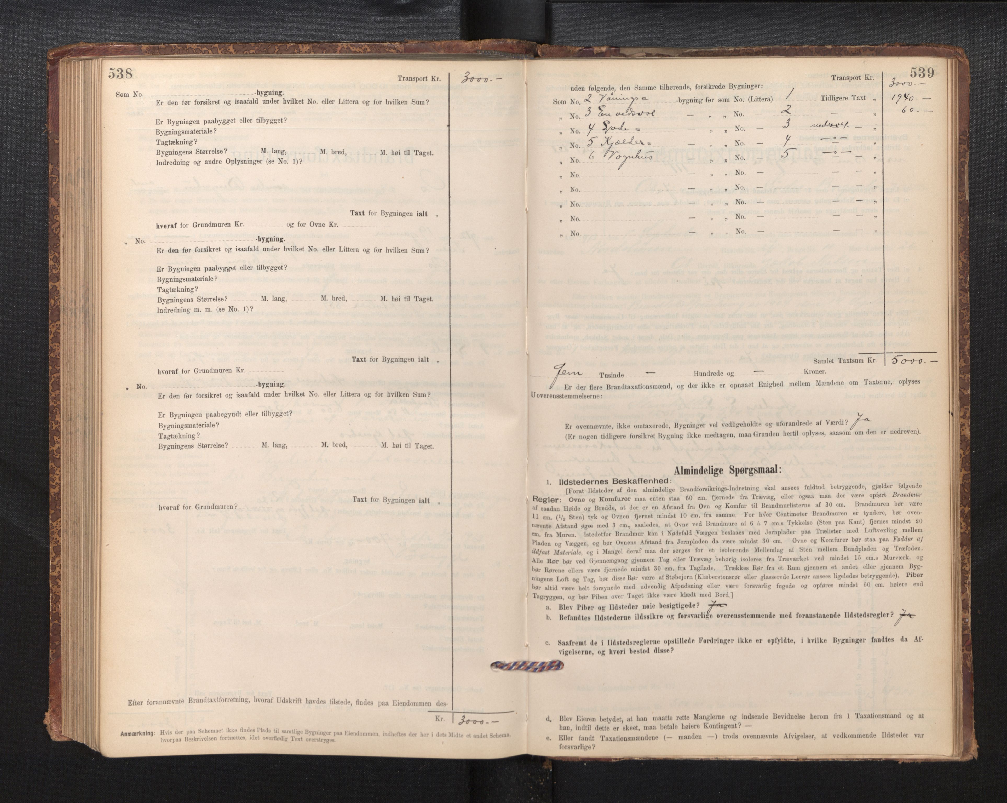 Lensmannen i Os, SAB/A-34101/0012/L0008: Branntakstprotokoll, skjematakst, 1894-1915, p. 538-539
