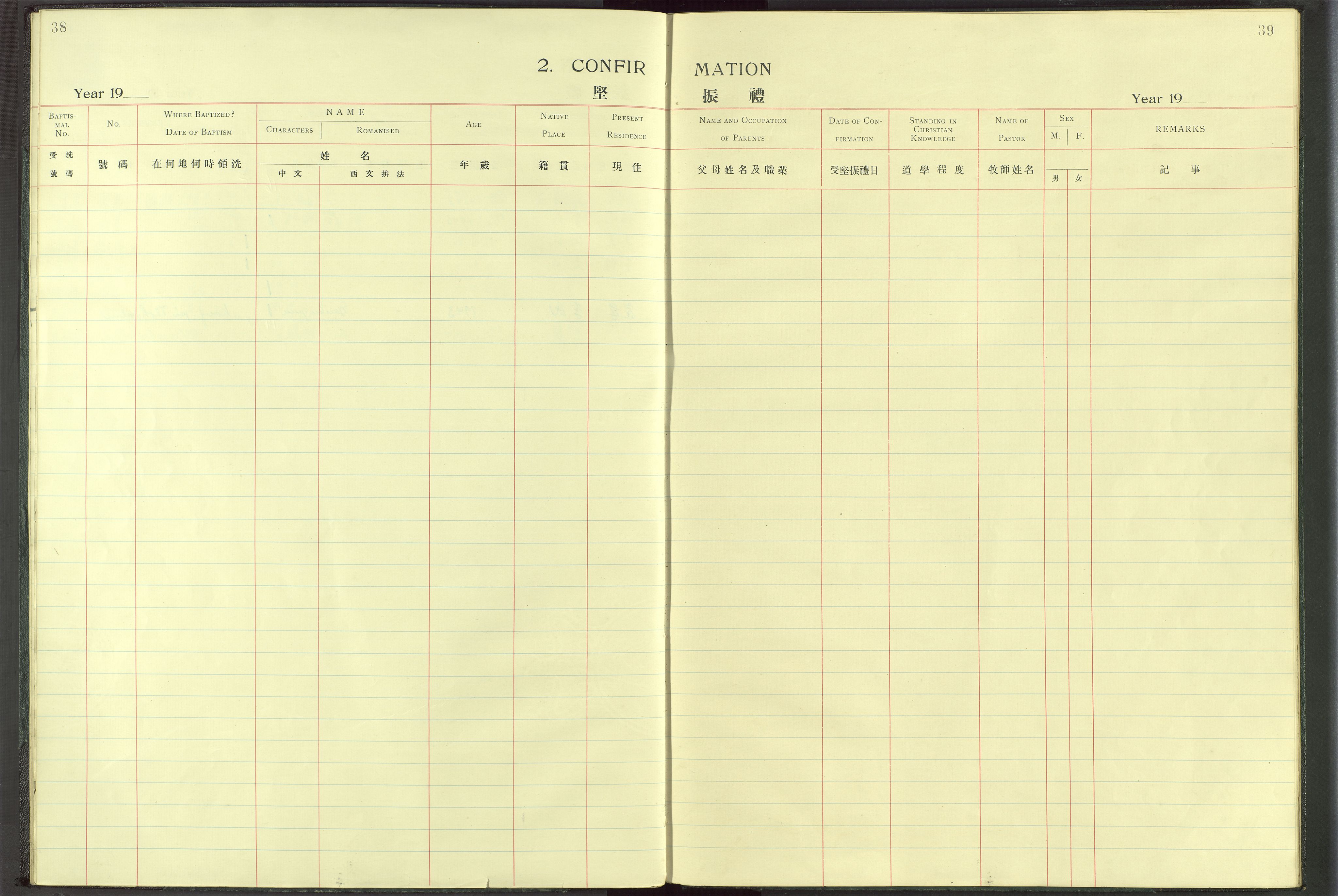 Det Norske Misjonsselskap - utland - Kina (Hunan), VID/MA-A-1065/Dm/L0017: Parish register (official) no. -, 1913-1948, p. 38-39