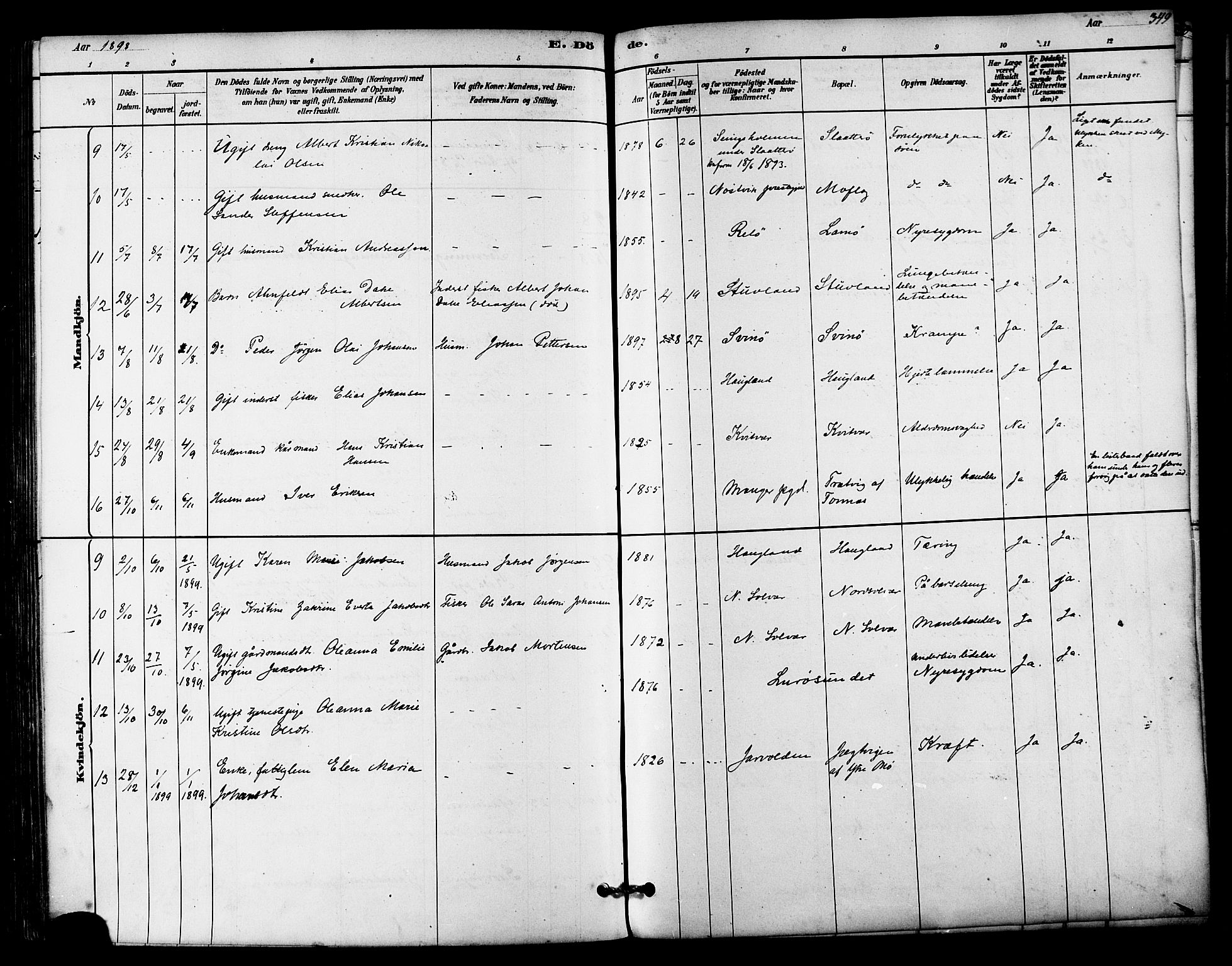 Ministerialprotokoller, klokkerbøker og fødselsregistre - Nordland, AV/SAT-A-1459/839/L0568: Parish register (official) no. 839A05, 1880-1902, p. 349