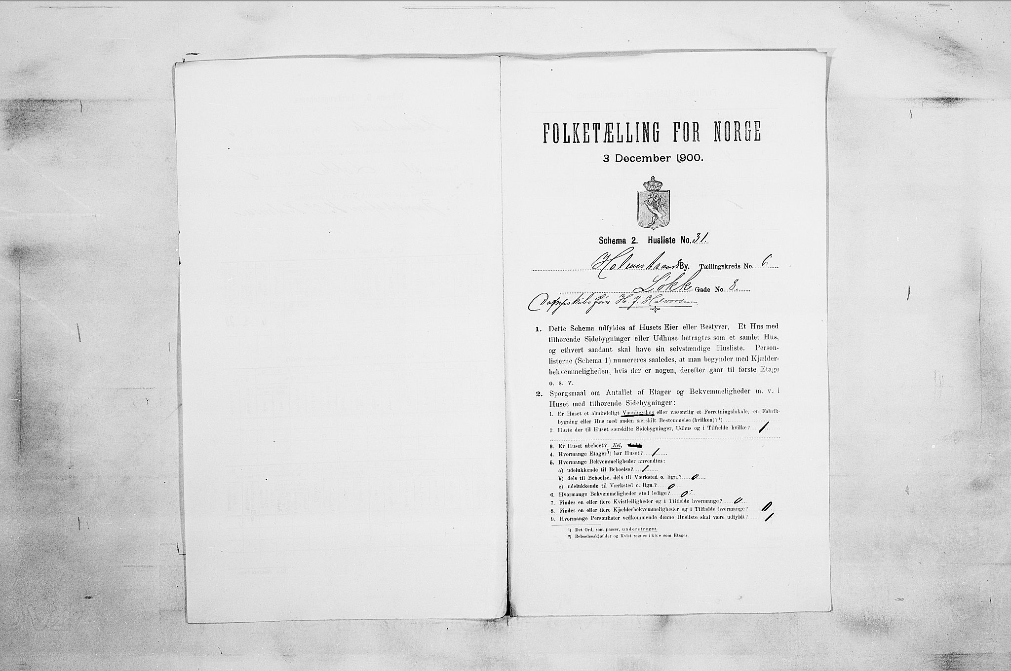 RA, 1900 census for Holmestrand, 1900, p. 170