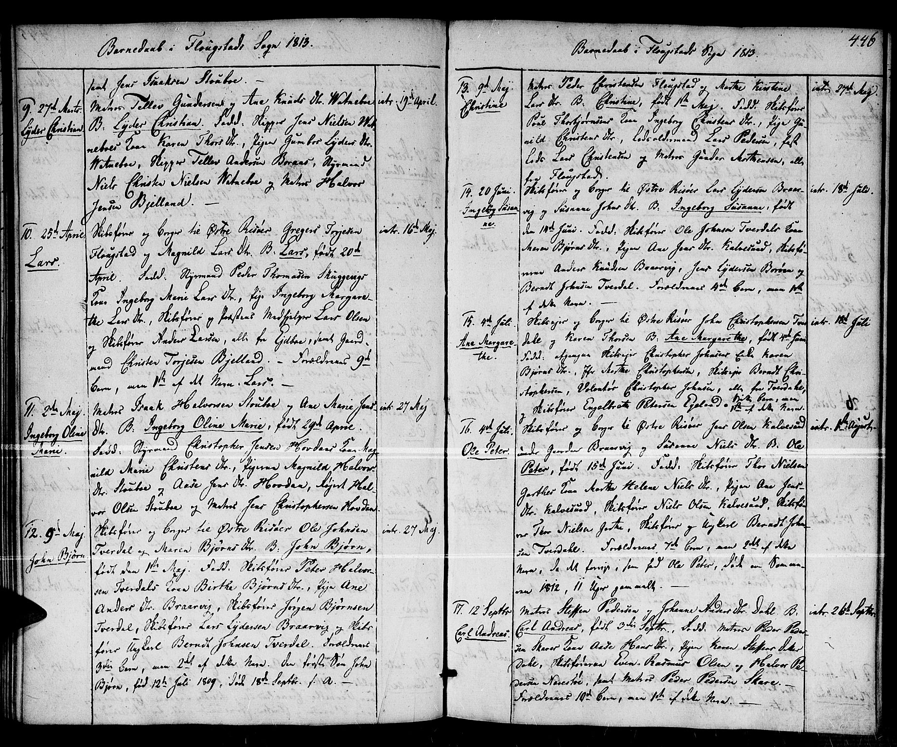 Dypvåg sokneprestkontor, SAK/1111-0007/F/Fa/Faa/L0002: Parish register (official) no. A 2 /2, 1813-1824, p. 446