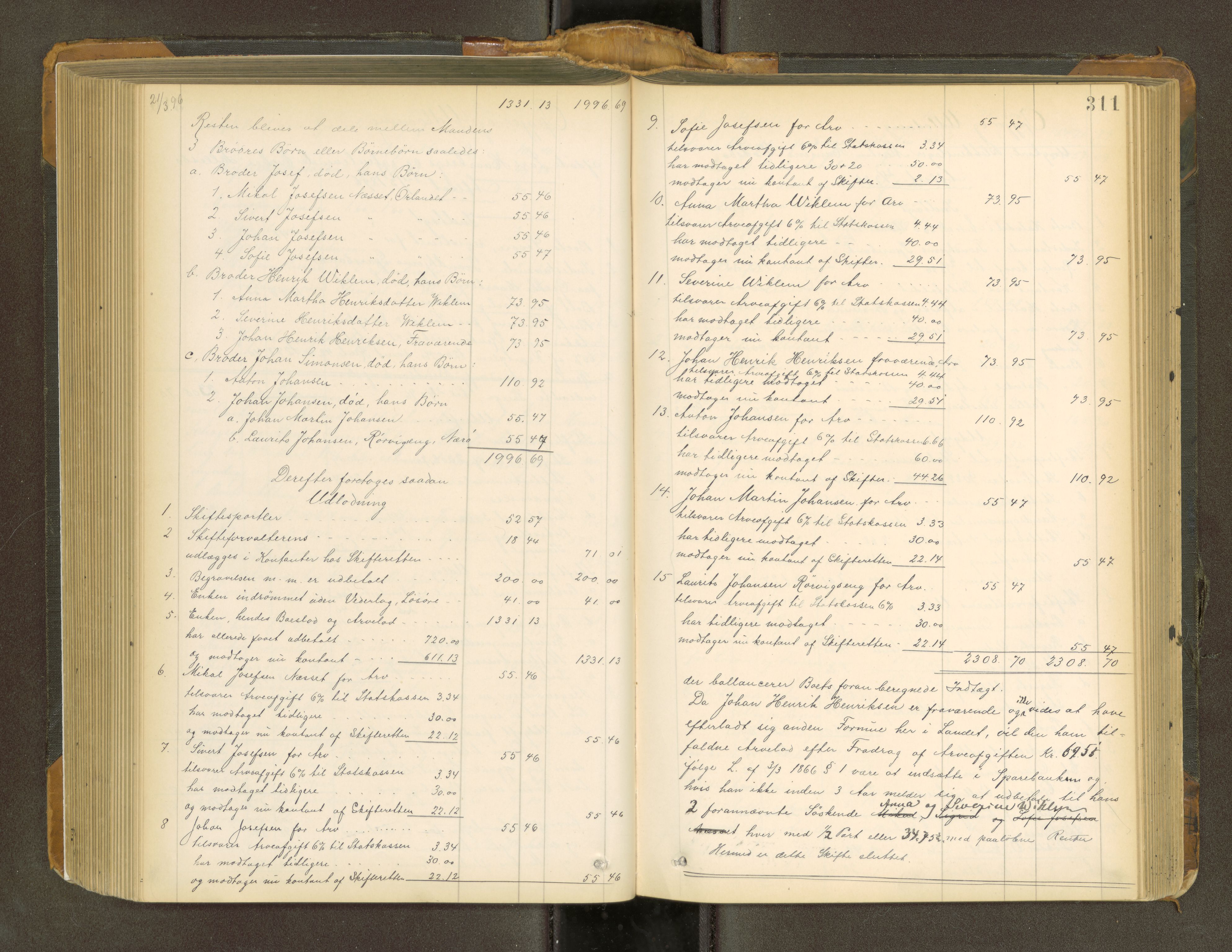 Trondheim byfogd, AV/SAT-A-0003/1/3/3A/L0036: Skifteutlodningsprotokoll - 21/9-22/6.m/register U, 1892-1898, p. 311