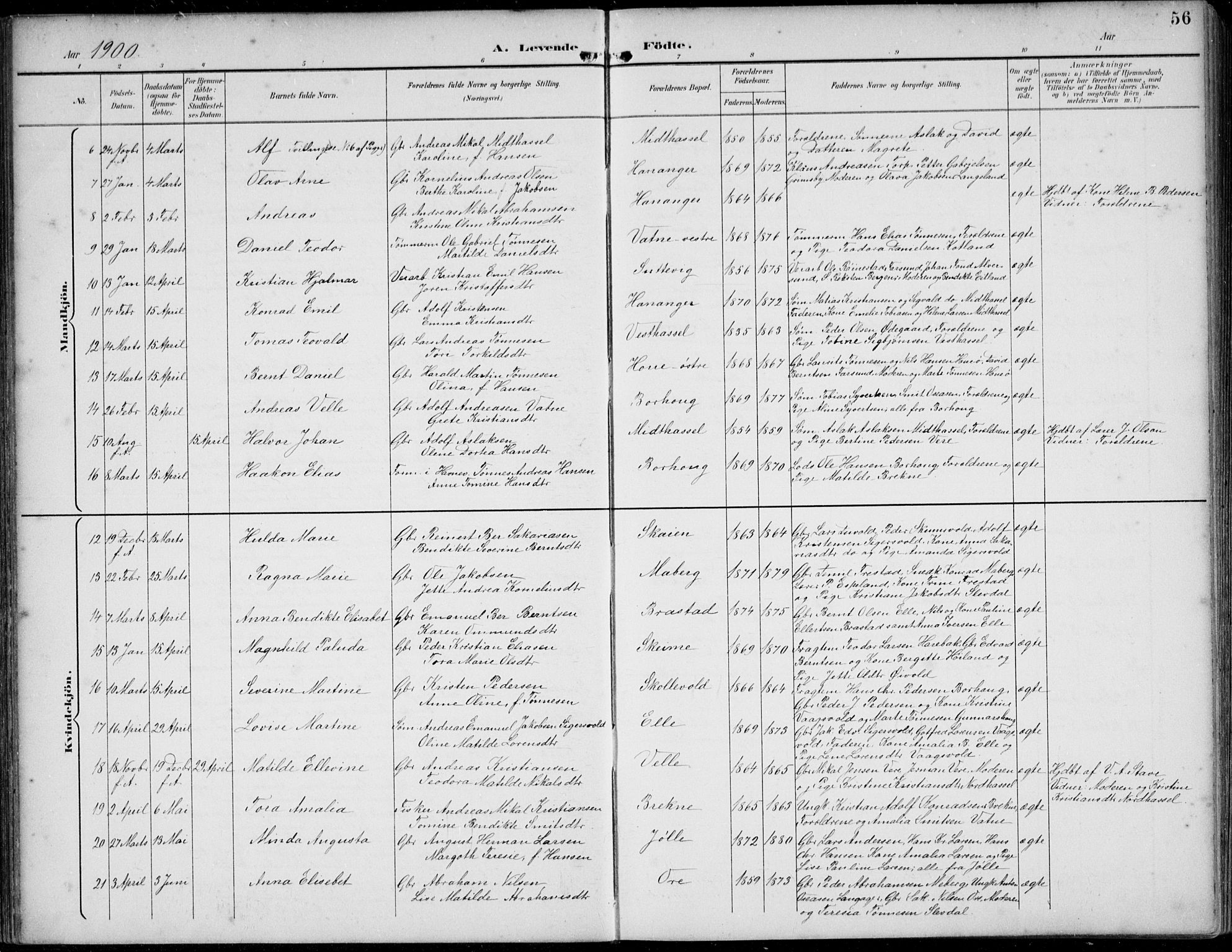 Lista sokneprestkontor, AV/SAK-1111-0027/F/Fb/L0005: Parish register (copy) no. B 5, 1892-1923, p. 56