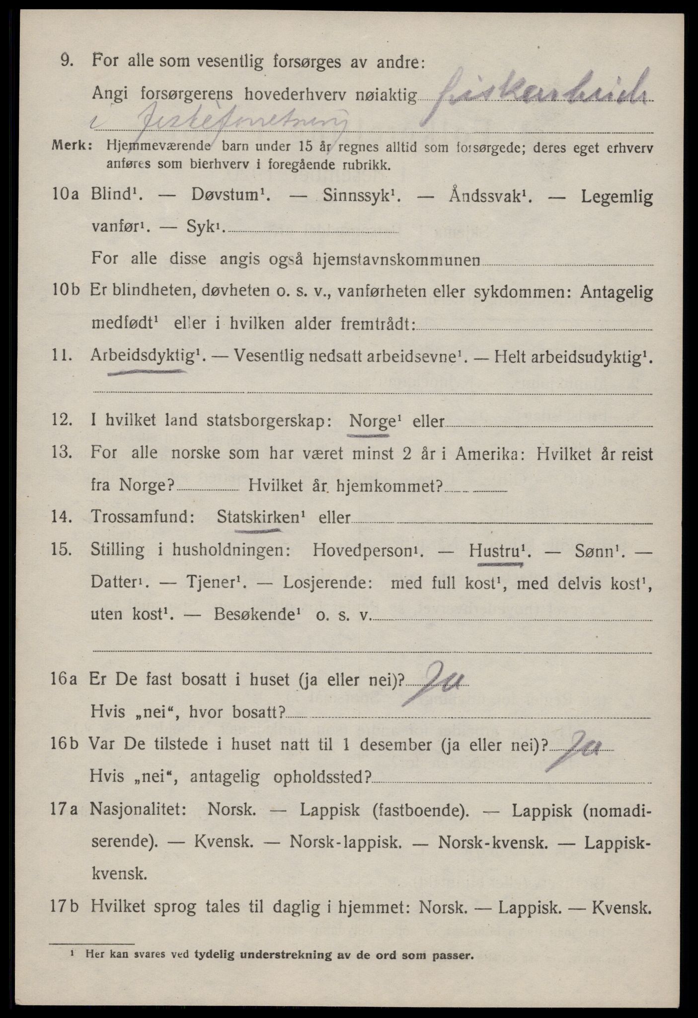 SAT, 1920 census for Værøy, 1920, p. 1916