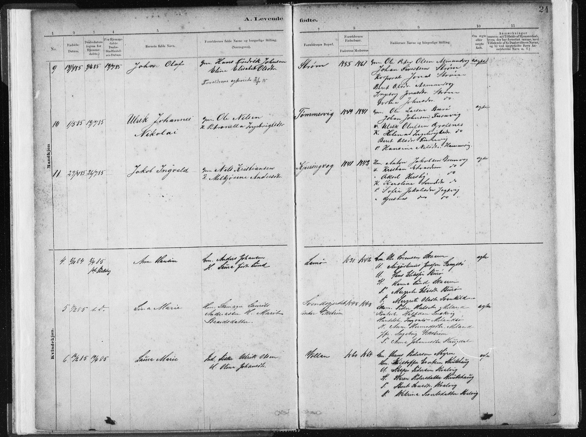 Ministerialprotokoller, klokkerbøker og fødselsregistre - Sør-Trøndelag, AV/SAT-A-1456/634/L0533: Parish register (official) no. 634A09, 1882-1901, p. 24