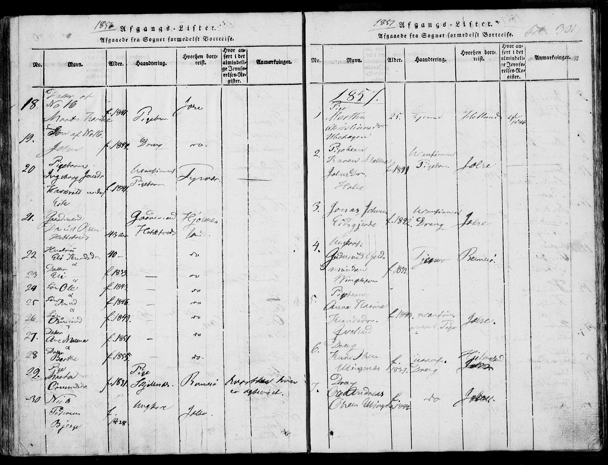 Nedstrand sokneprestkontor, AV/SAST-A-101841/01/IV: Parish register (official) no. A 7, 1816-1870, p. 301