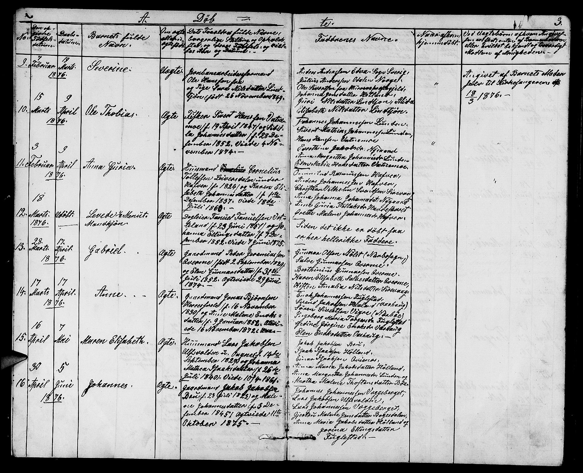 Eigersund sokneprestkontor, SAST/A-101807/S09/L0006: Parish register (copy) no. B 6, 1876-1889, p. 3