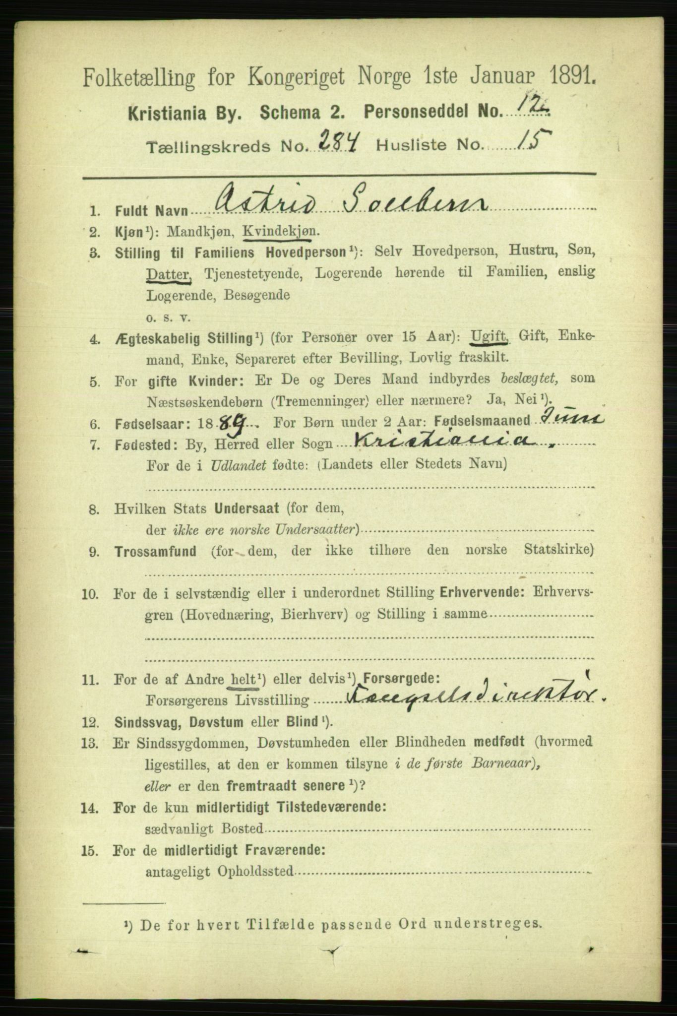 RA, 1891 census for 0301 Kristiania, 1891, p. 173809