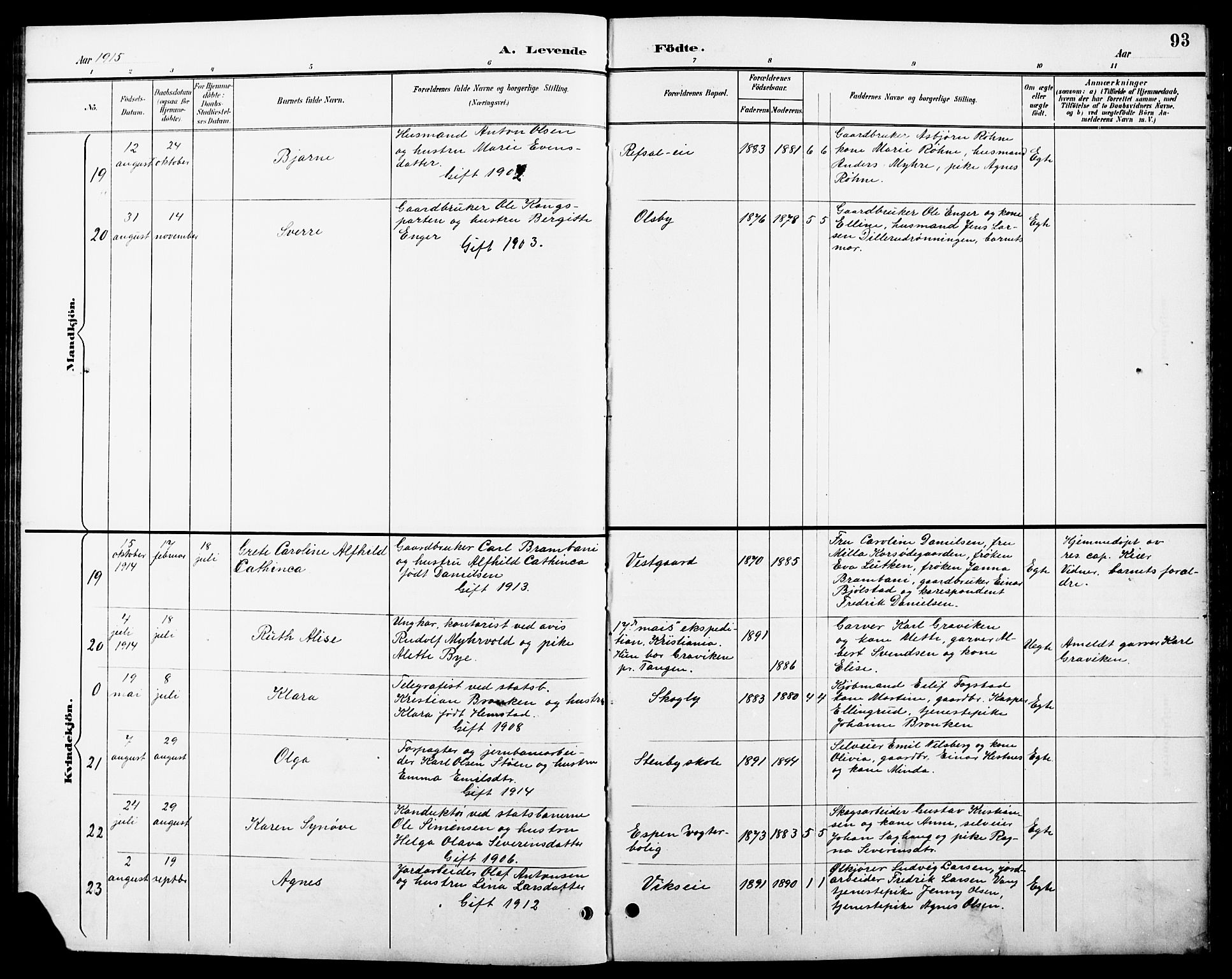 Stange prestekontor, AV/SAH-PREST-002/L/L0011: Parish register (copy) no. 11, 1895-1917, p. 93