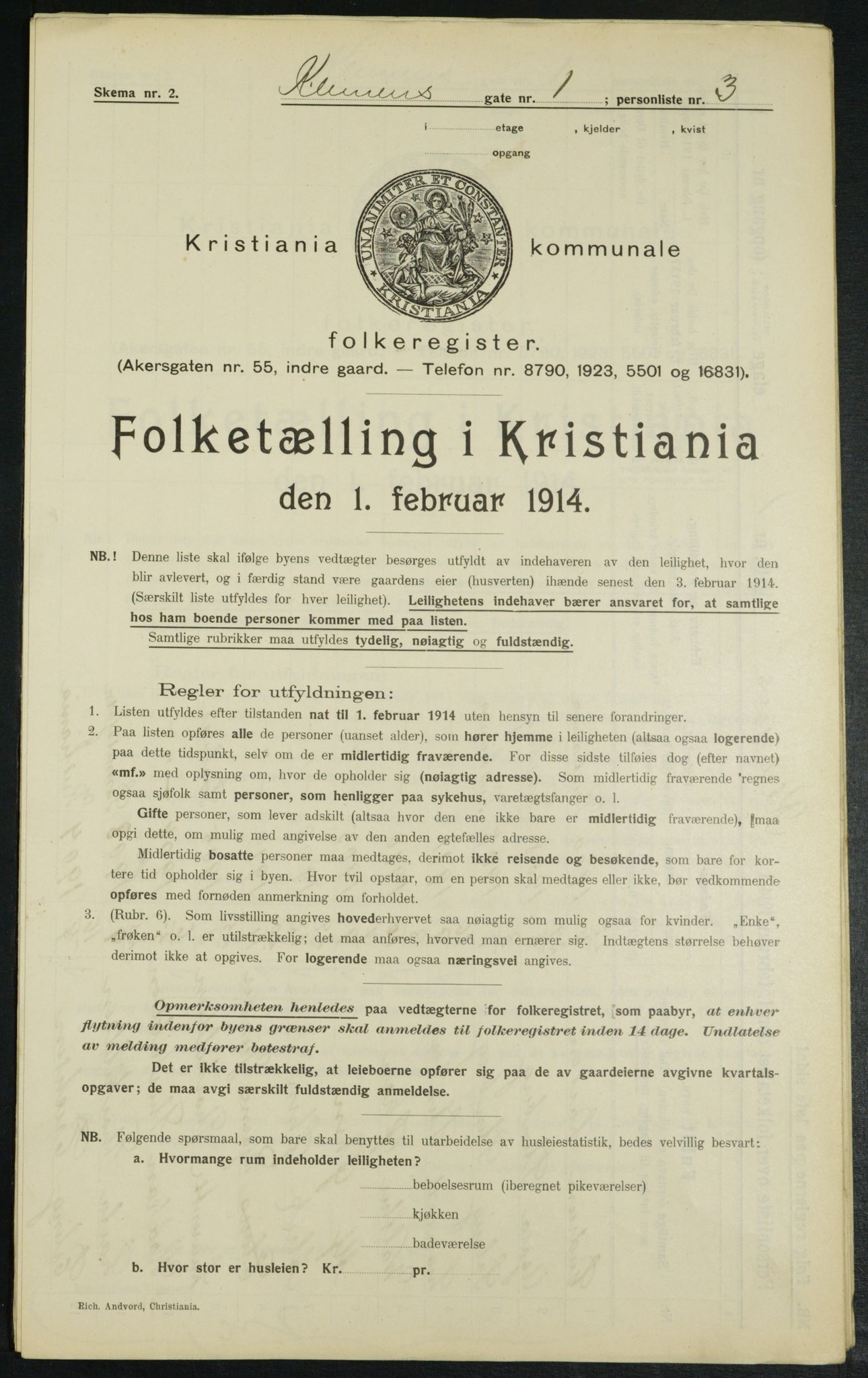 OBA, Municipal Census 1914 for Kristiania, 1914, p. 12933