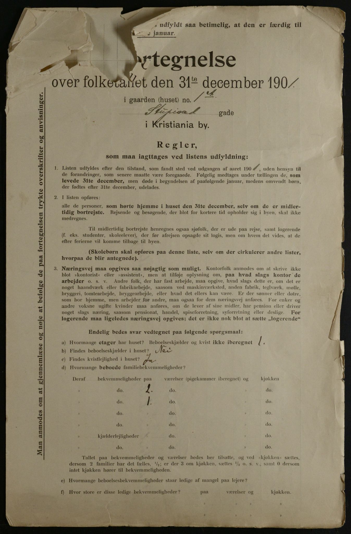 OBA, Municipal Census 1901 for Kristiania, 1901, p. 16113