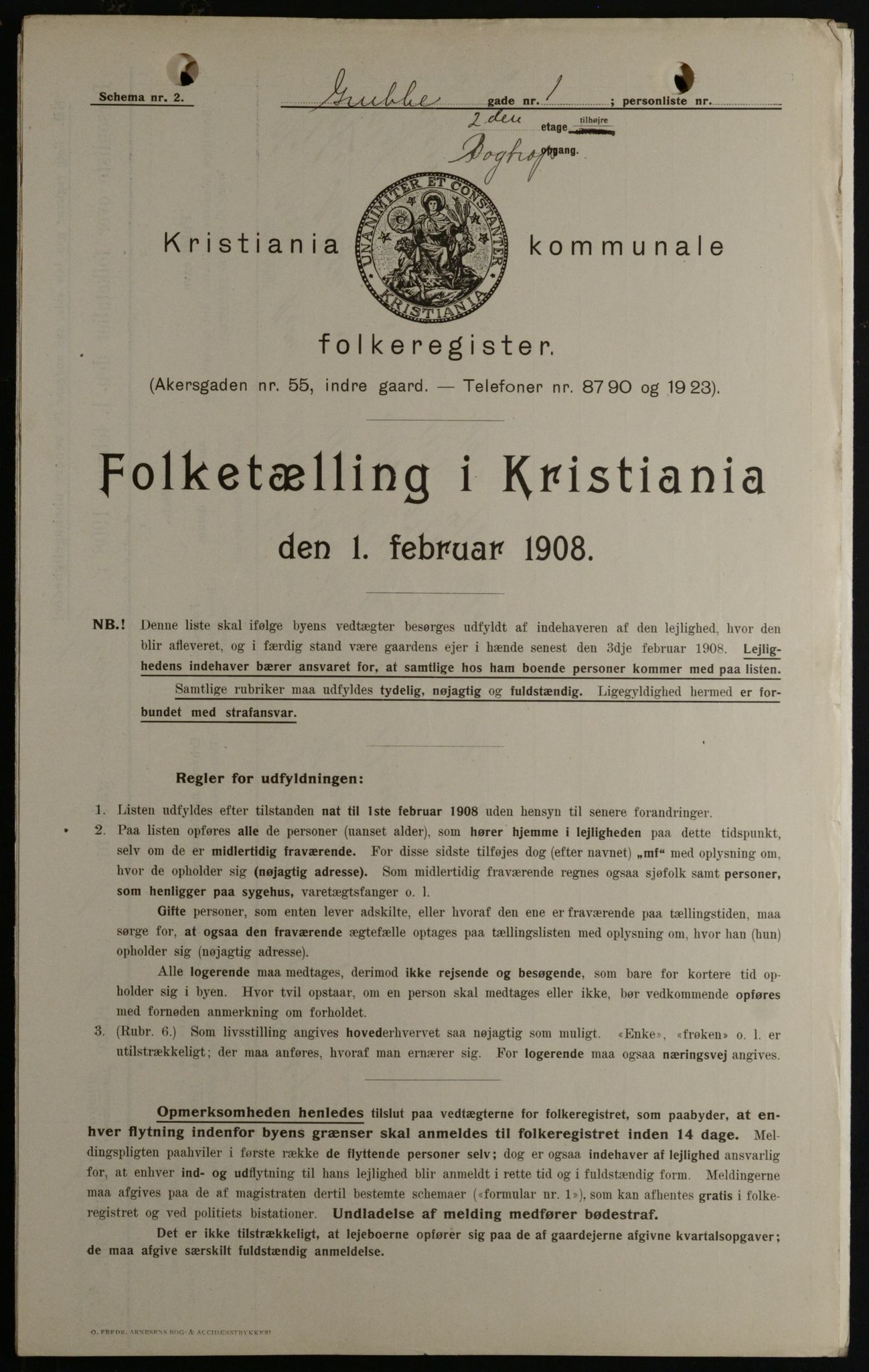 OBA, Municipal Census 1908 for Kristiania, 1908, p. 27184