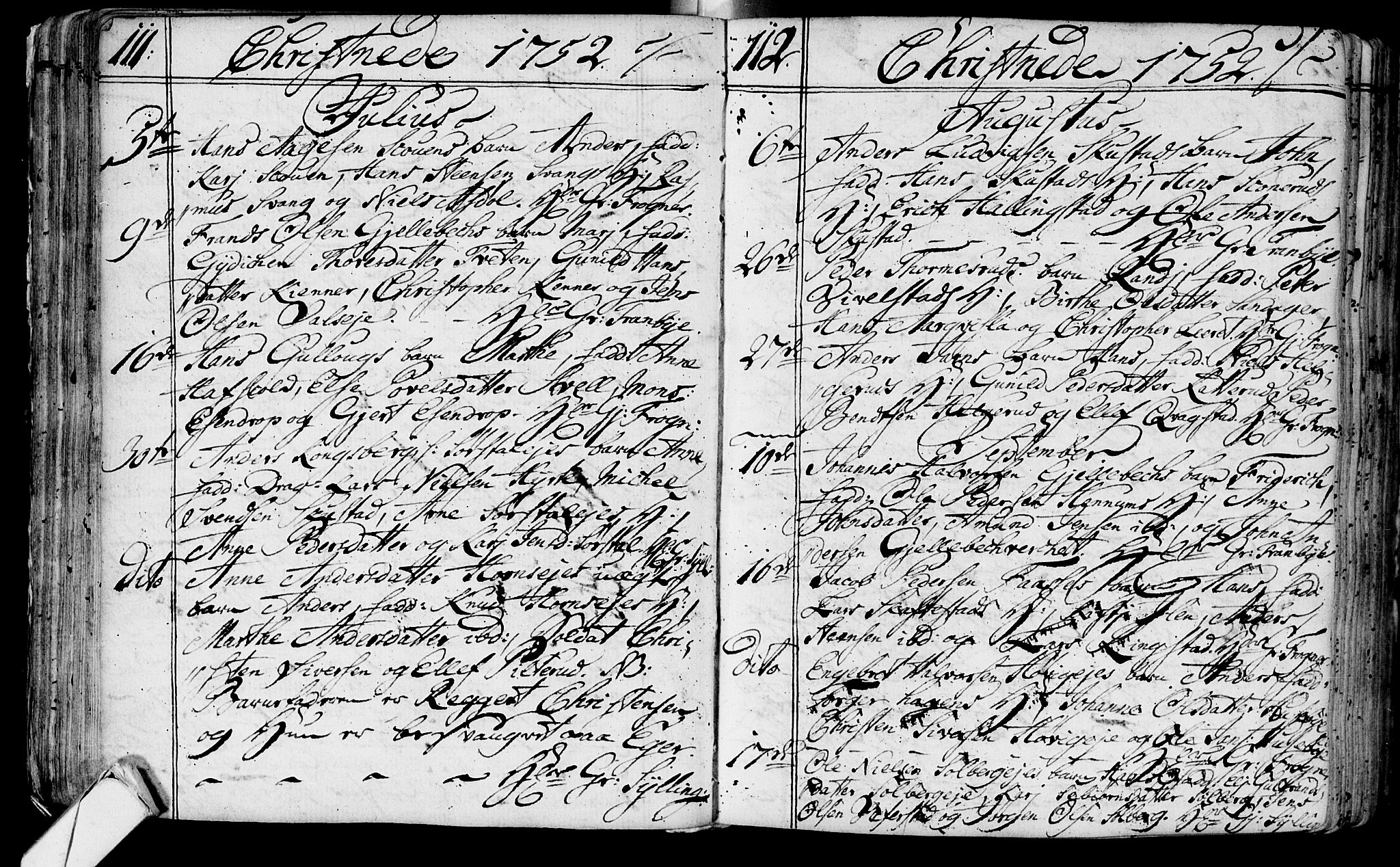 Lier kirkebøker, AV/SAKO-A-230/F/Fa/L0004: Parish register (official) no. I 4, 1749-1764, p. 111-112