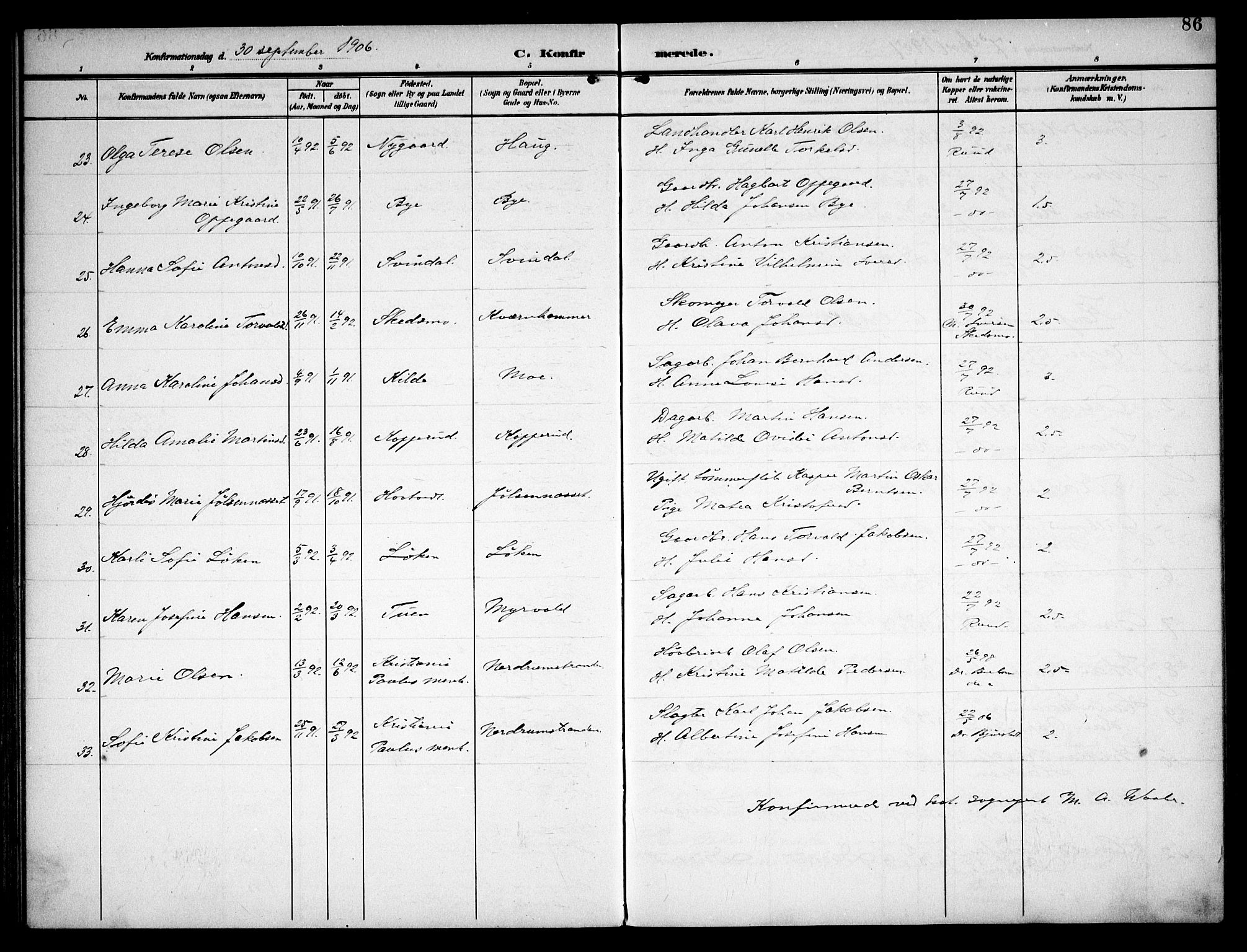Fet prestekontor Kirkebøker, SAO/A-10370a/F/Fa/L0016: Parish register (official) no. I 16, 1905-1914, p. 86