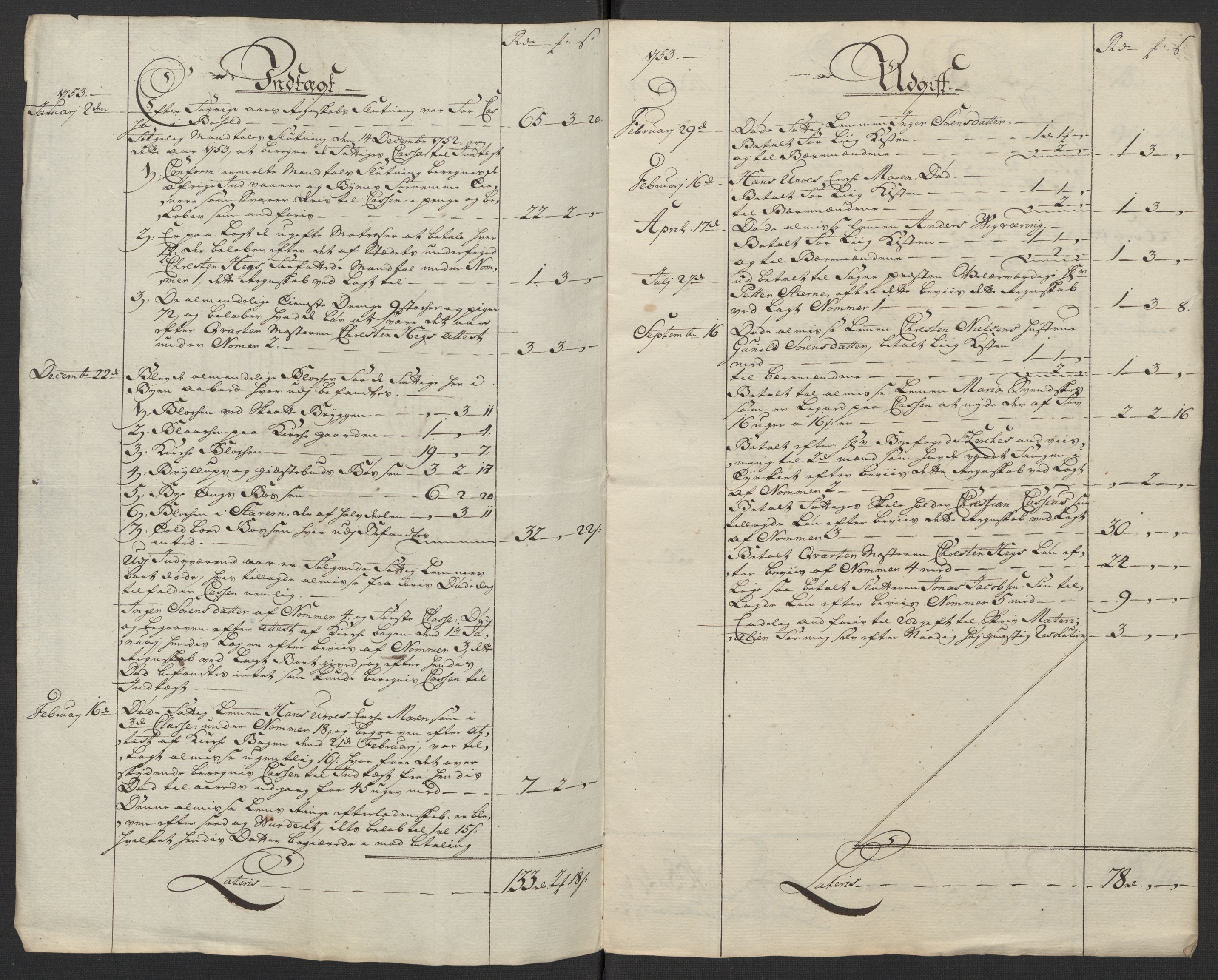 Kristiania tukthus, AV/SAO-A-10644/A/Ad/Adb/L0011: Innkomne skriv, rapporter og regnskap, 1742-1783, p. 83