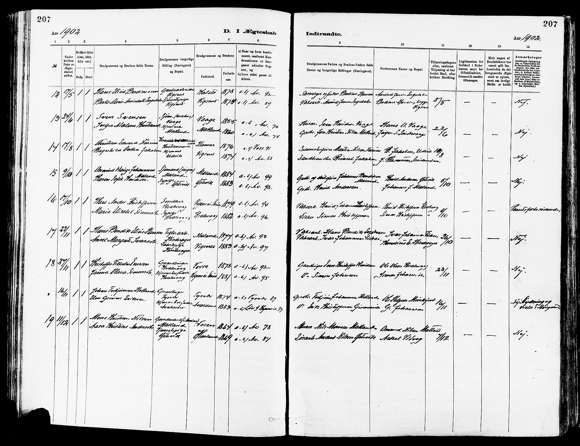 Avaldsnes sokneprestkontor, AV/SAST-A -101851/H/Ha/Haa/L0015: Parish register (official) no. A 15, 1880-1906, p. 207