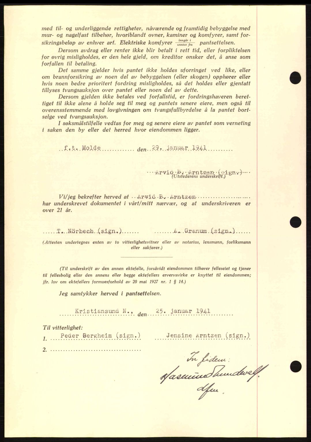 Kristiansund byfogd, AV/SAT-A-4587/A/27: Mortgage book no. 33, 1939-1941, Diary no: : 100/1941