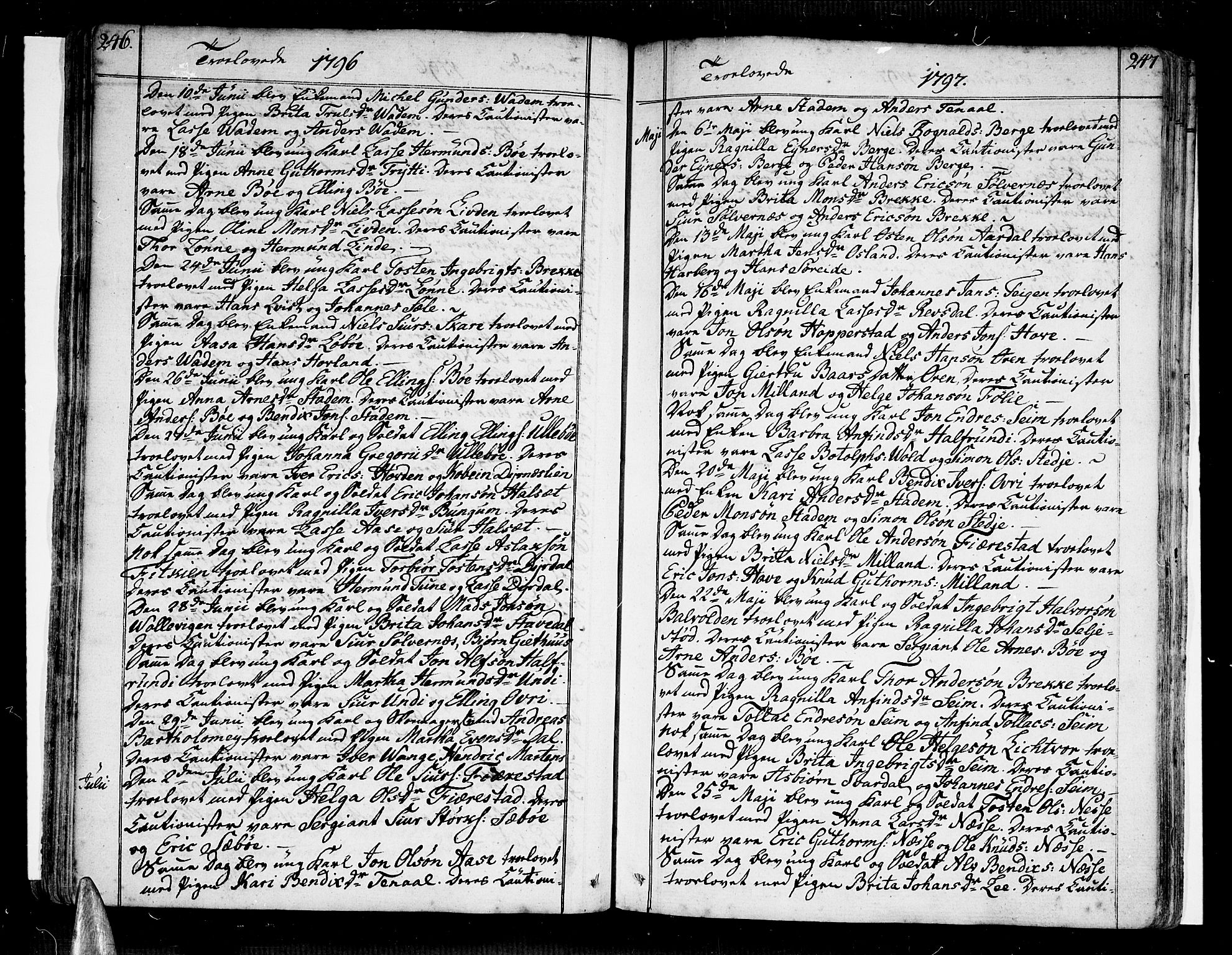 Vik sokneprestembete, SAB/A-81501: Parish register (official) no. A 5, 1787-1820, p. 246-247