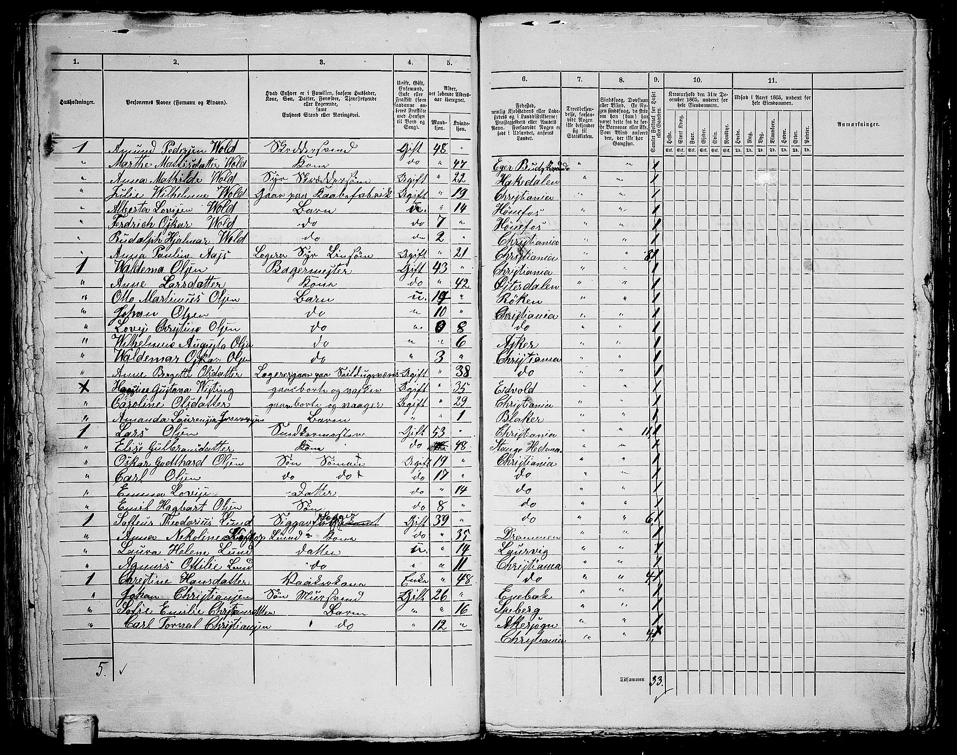 RA, 1865 census for Kristiania, 1865, p. 1611