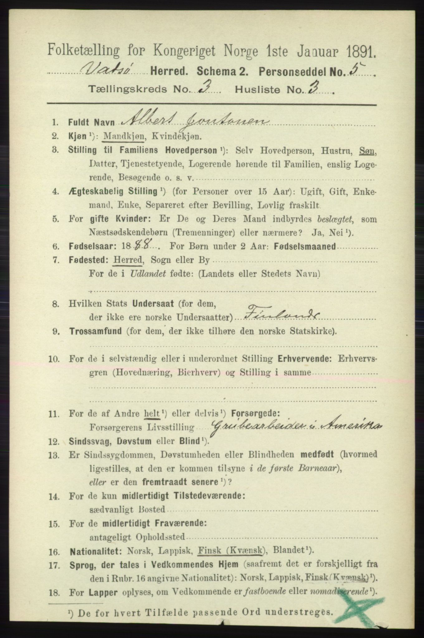 RA, 1891 census for 2029 Vadsø, 1891, p. 839