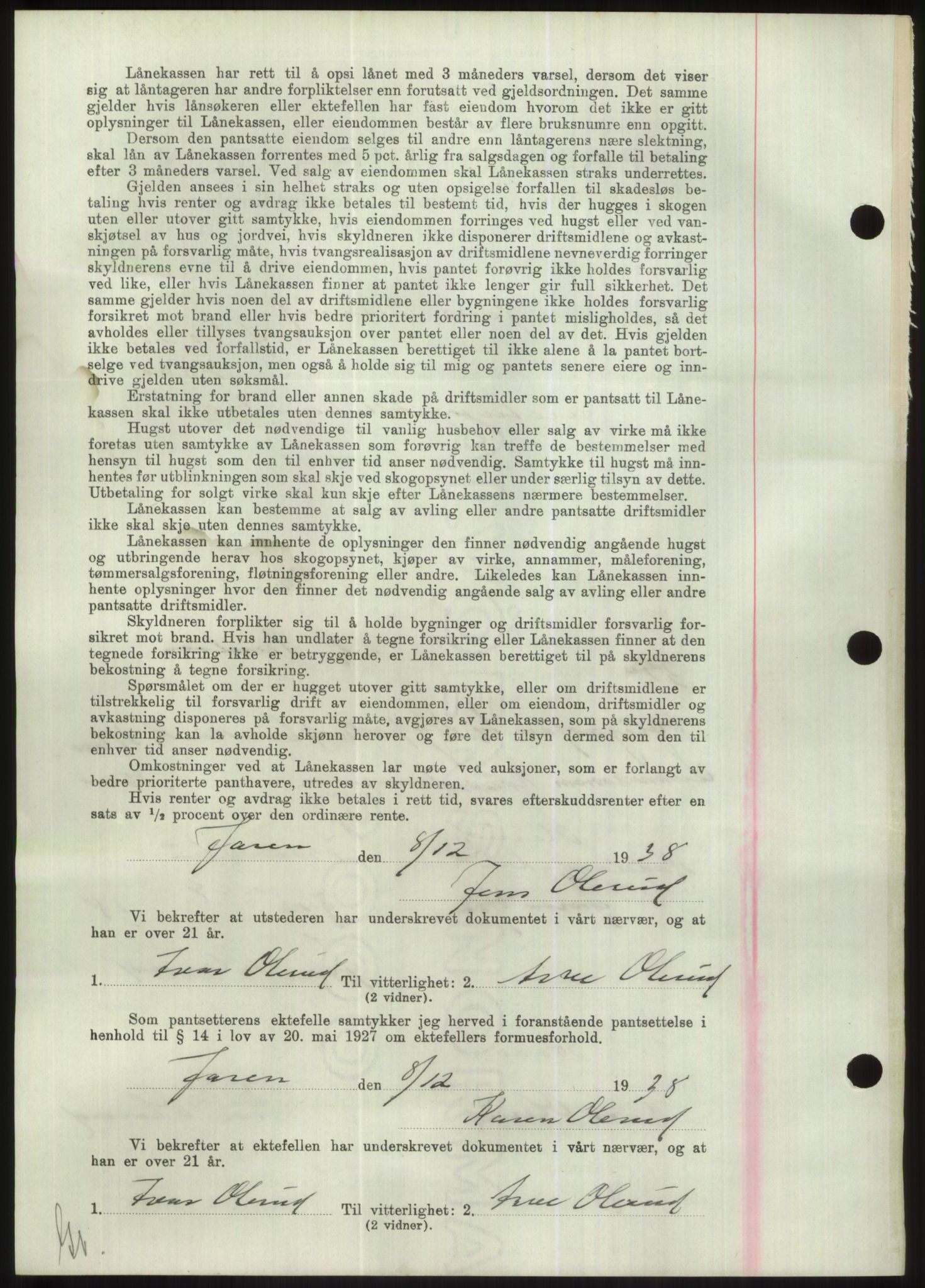 Hadeland og Land tingrett, AV/SAH-TING-010/H/Hb/Hbc/L0004: Mortgage book no. B4, 1938-1939, Diary no: : 2396/1938