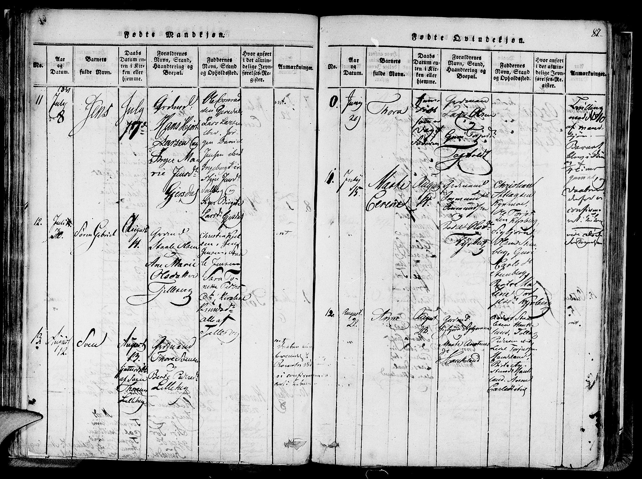 Lund sokneprestkontor, AV/SAST-A-101809/S06/L0005: Parish register (official) no. A 5, 1815-1833, p. 87