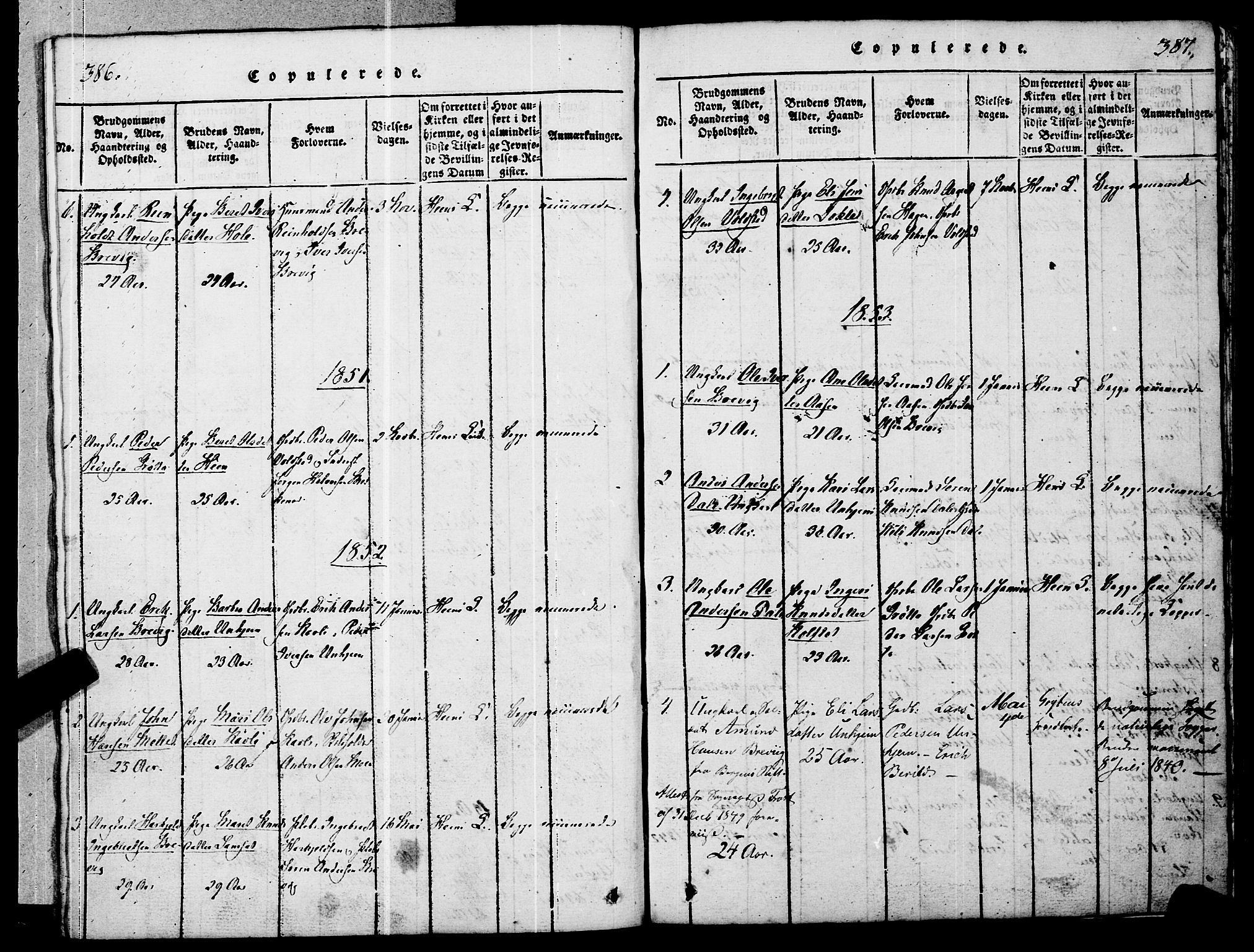 Ministerialprotokoller, klokkerbøker og fødselsregistre - Møre og Romsdal, SAT/A-1454/545/L0585: Parish register (official) no. 545A01, 1818-1853, p. 386-387