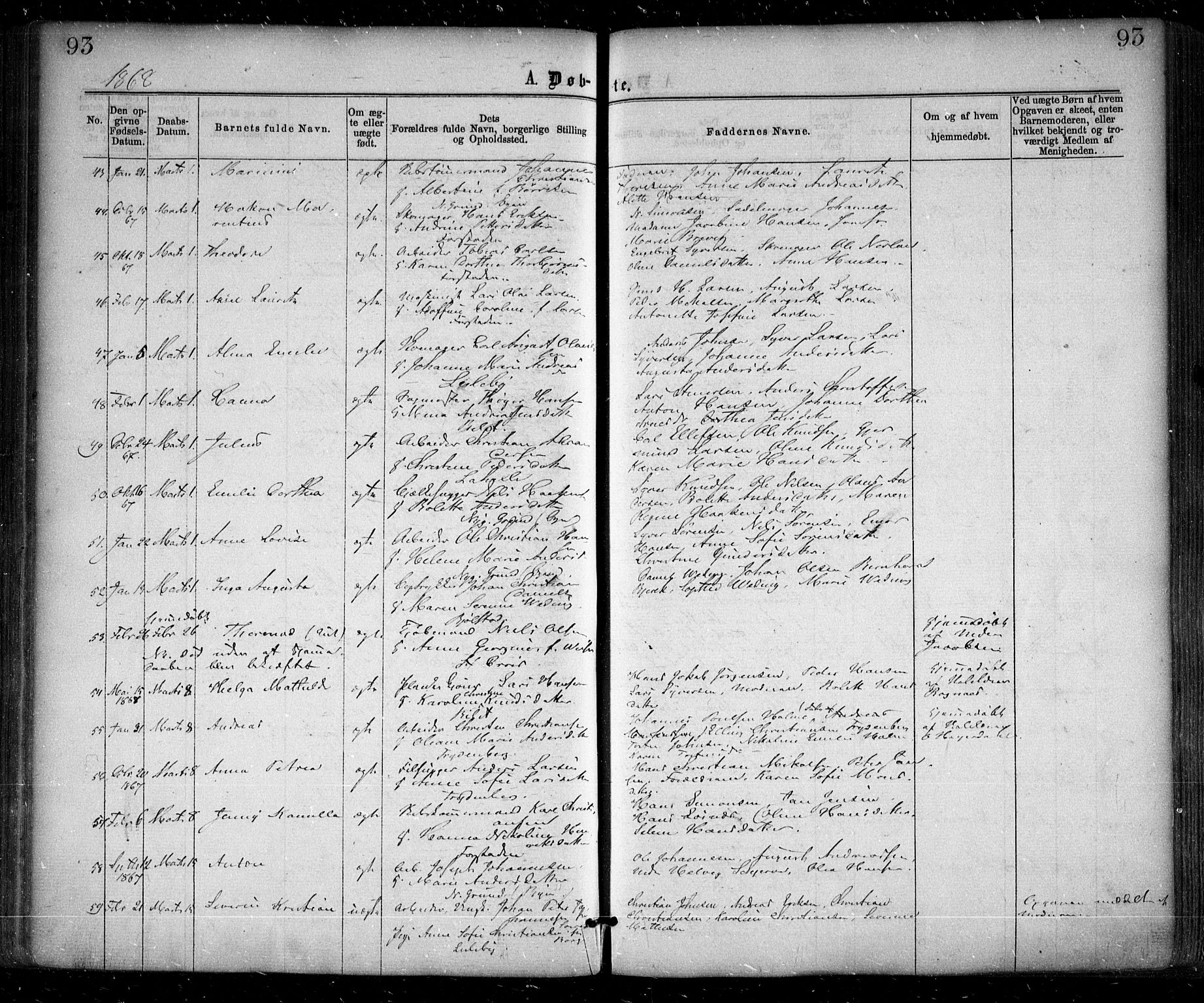 Glemmen prestekontor Kirkebøker, SAO/A-10908/F/Fa/L0008: Parish register (official) no. 8, 1862-1871, p. 93