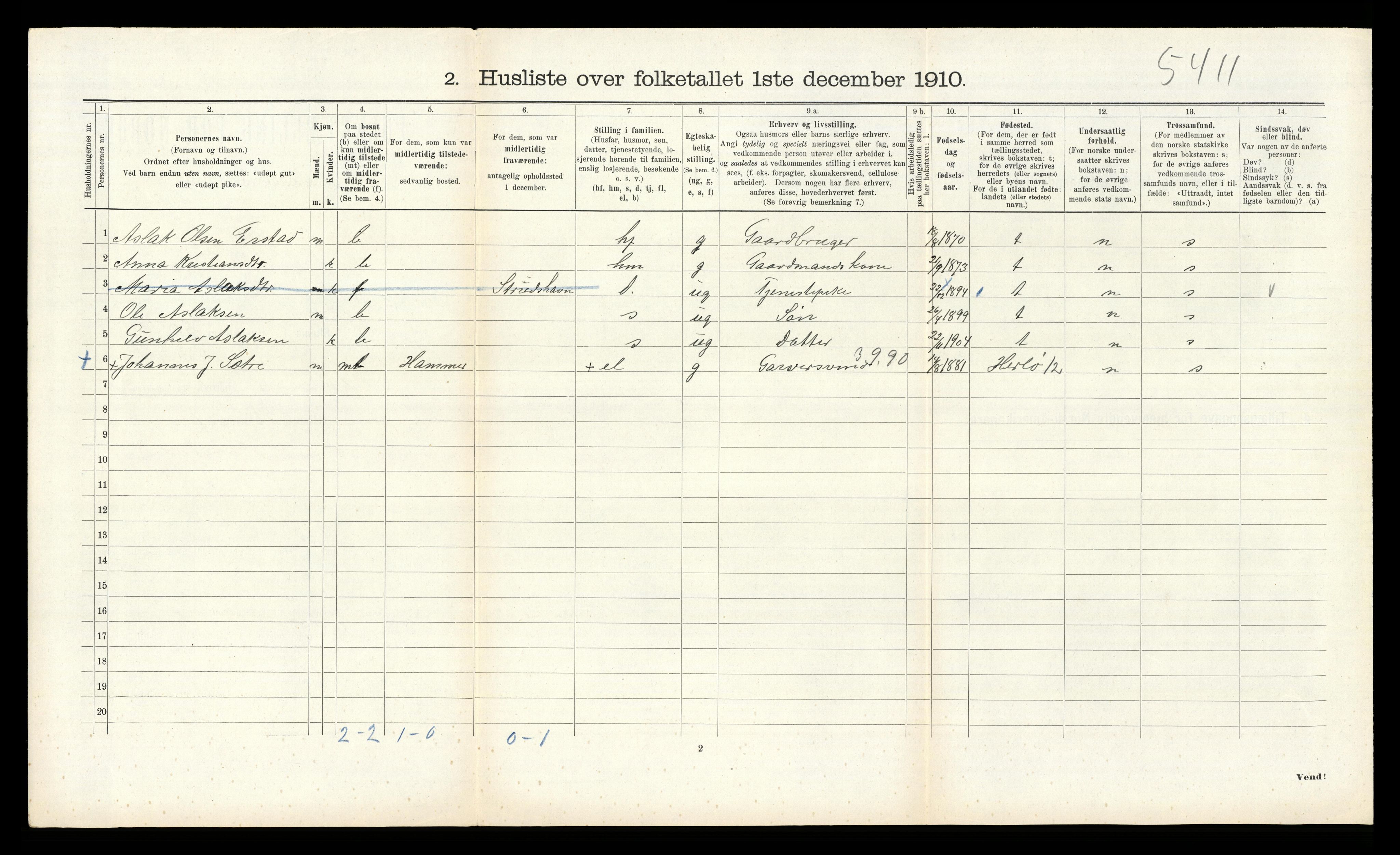 RA, 1910 census for Alversund, 1910, p. 749