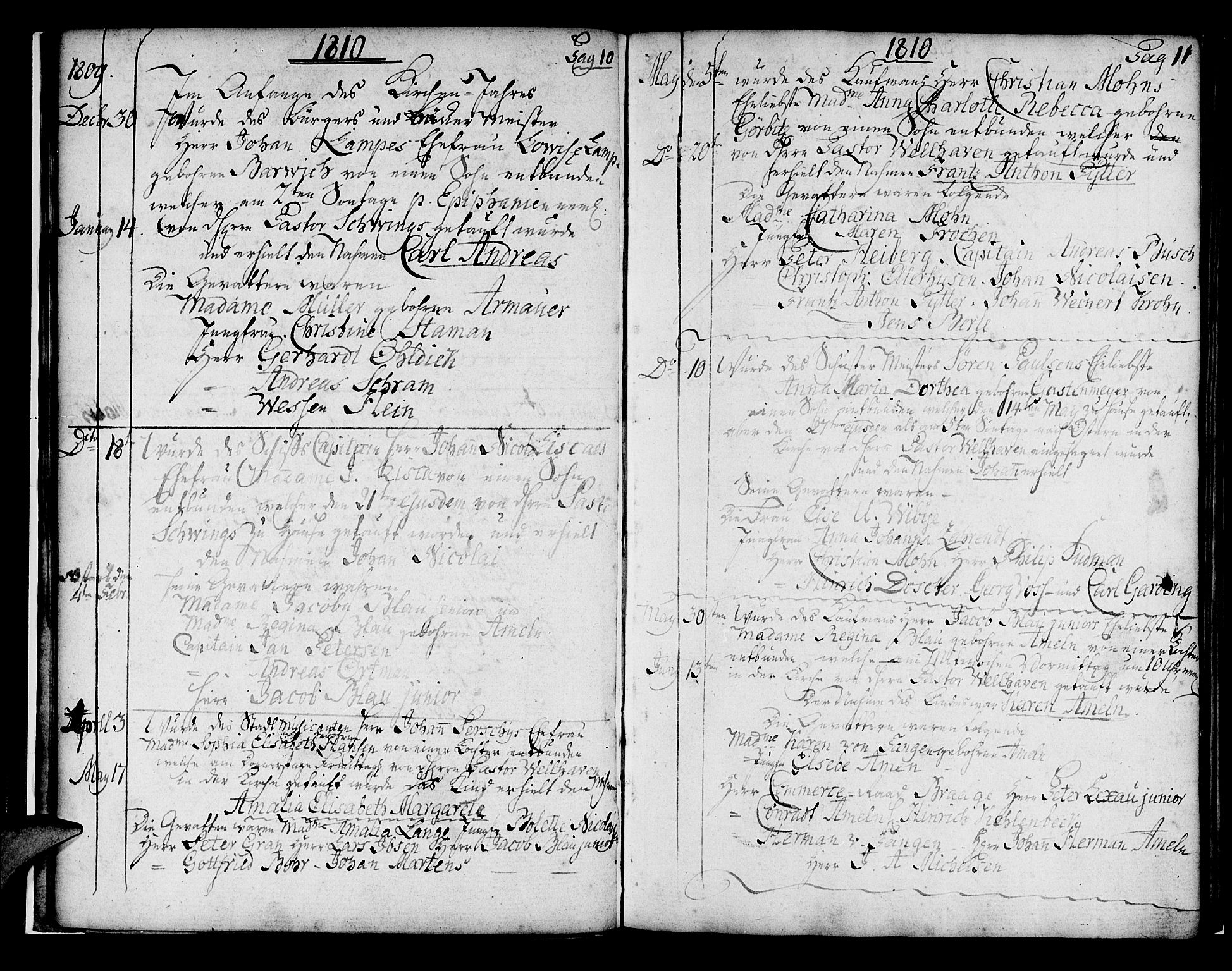 Mariakirken Sokneprestembete, SAB/A-76901/H/Haa/L0004: Parish register (official) no. A 4, 1807-1815, p. 10-11