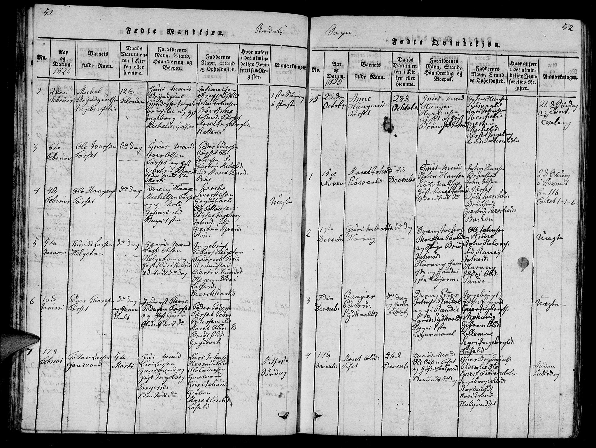 Ministerialprotokoller, klokkerbøker og fødselsregistre - Møre og Romsdal, AV/SAT-A-1454/595/L1050: Parish register (copy) no. 595C02, 1819-1834, p. 51-52