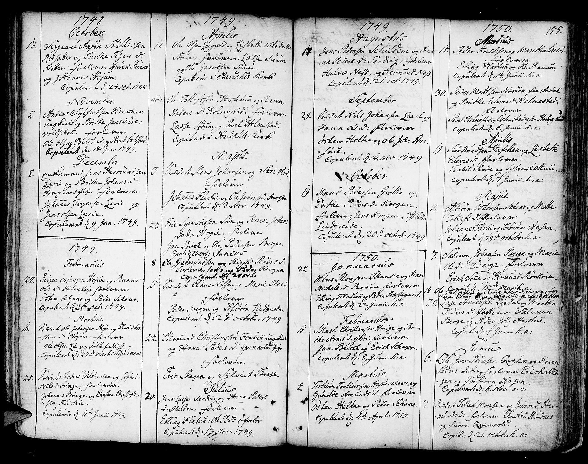 Luster sokneprestembete, SAB/A-81101/H/Haa/Haaa/L0001: Parish register (official) no. A 1, 1731-1803, p. 155