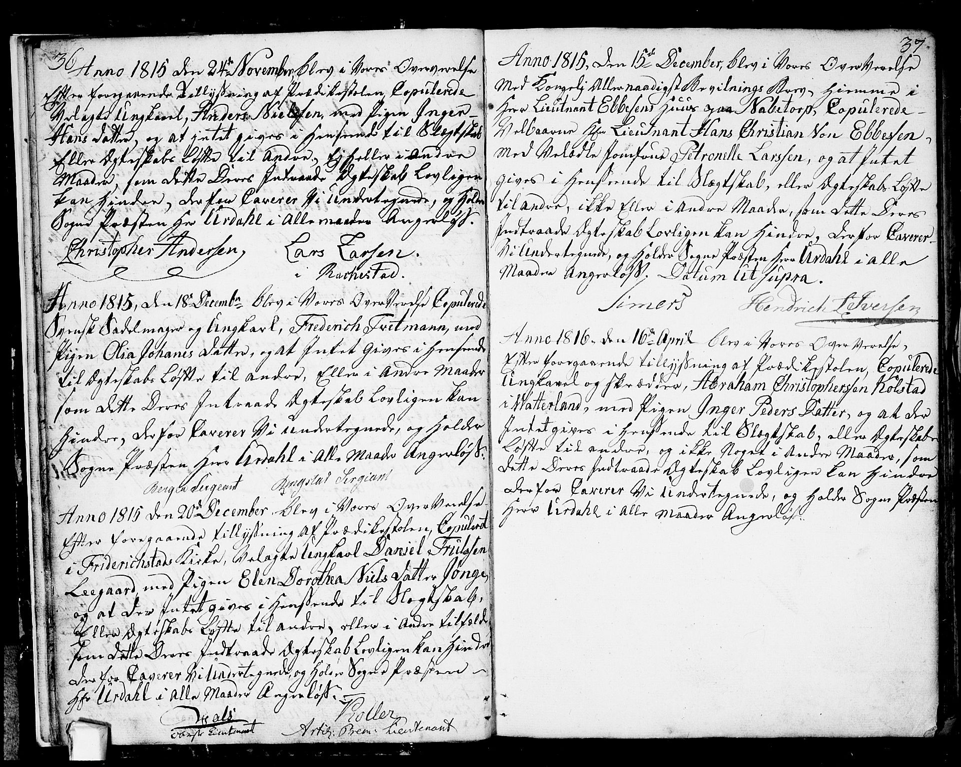 Fredrikstad prestekontor Kirkebøker, AV/SAO-A-11082/F/Fa/L0003: Parish register (official) no. 3, 1805-1816, p. 36-37