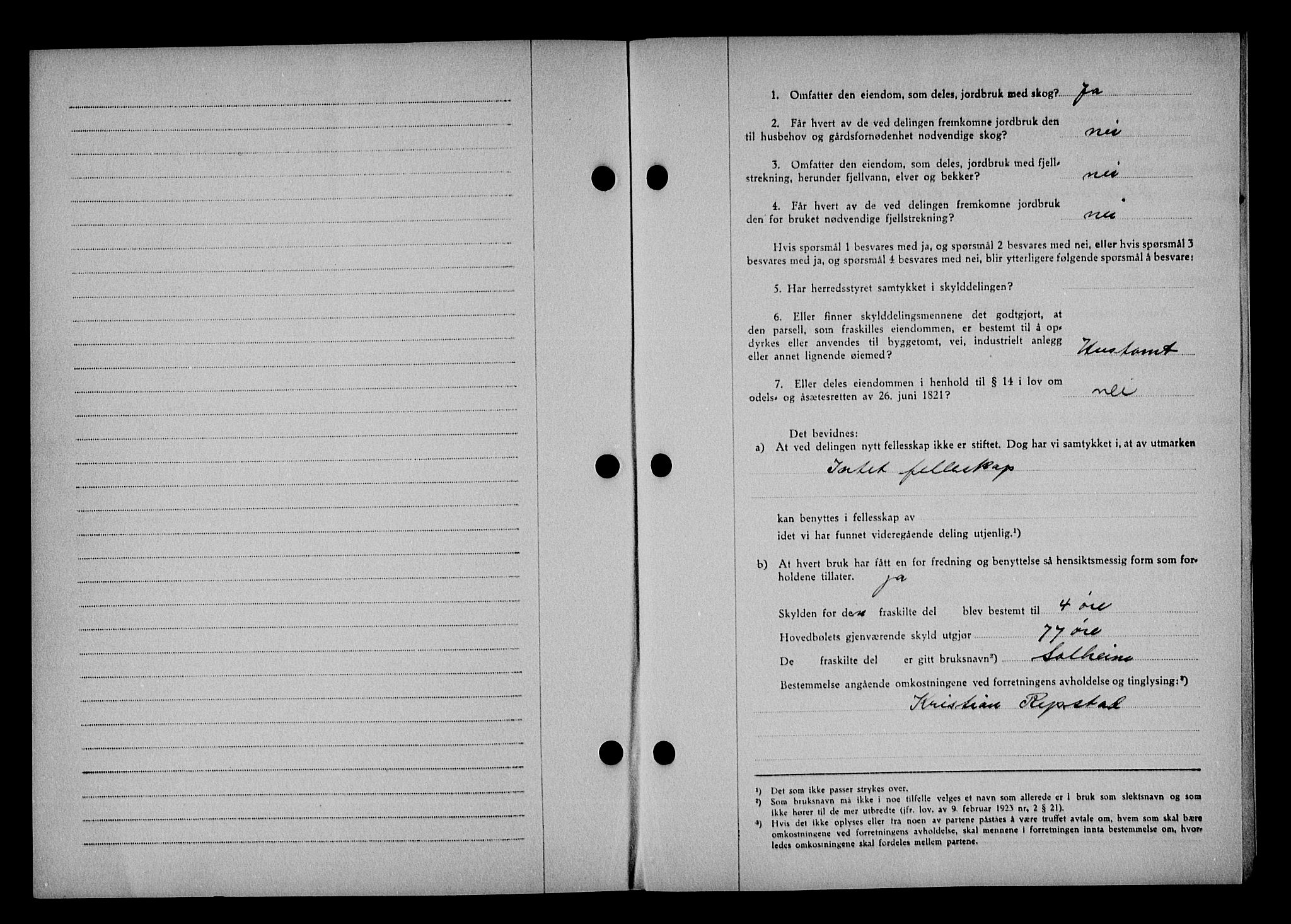 Vestre Nedenes/Sand sorenskriveri, SAK/1221-0010/G/Gb/Gba/L0053: Mortgage book no. A 6, 1944-1945, Diary no: : 583/1945