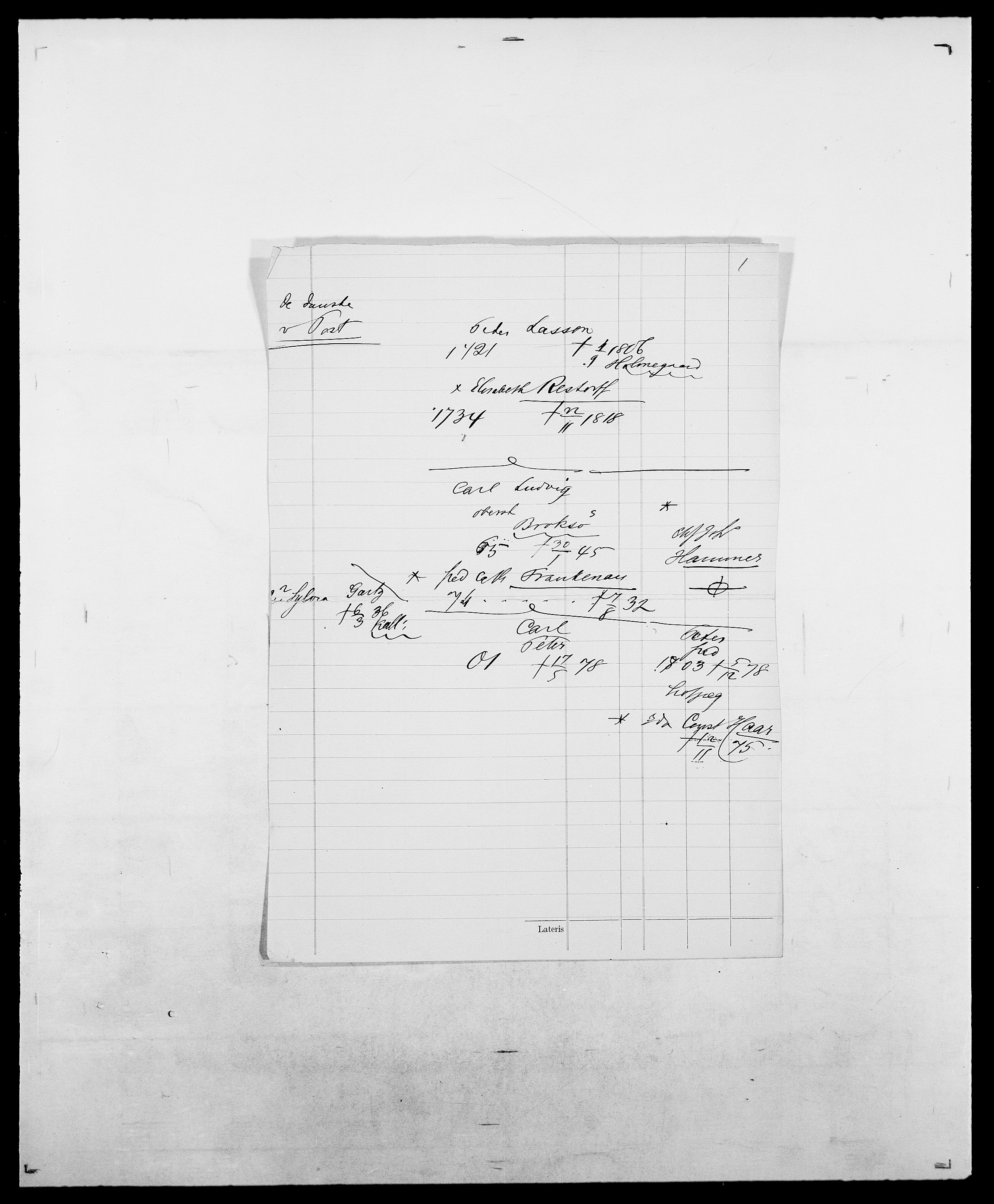 Delgobe, Charles Antoine - samling, AV/SAO-PAO-0038/D/Da/L0031: de Place - Raaum, p. 256