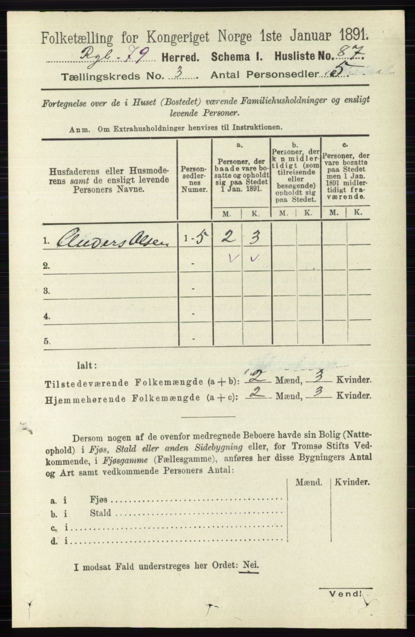 RA, 1891 census for 0520 Ringebu, 1891, p. 713