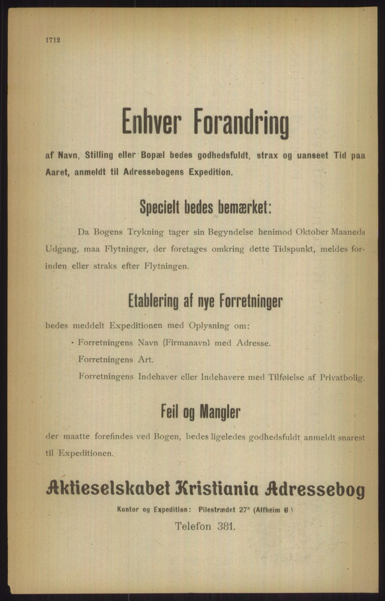 Kristiania/Oslo adressebok, PUBL/-, 1911, p. 1712
