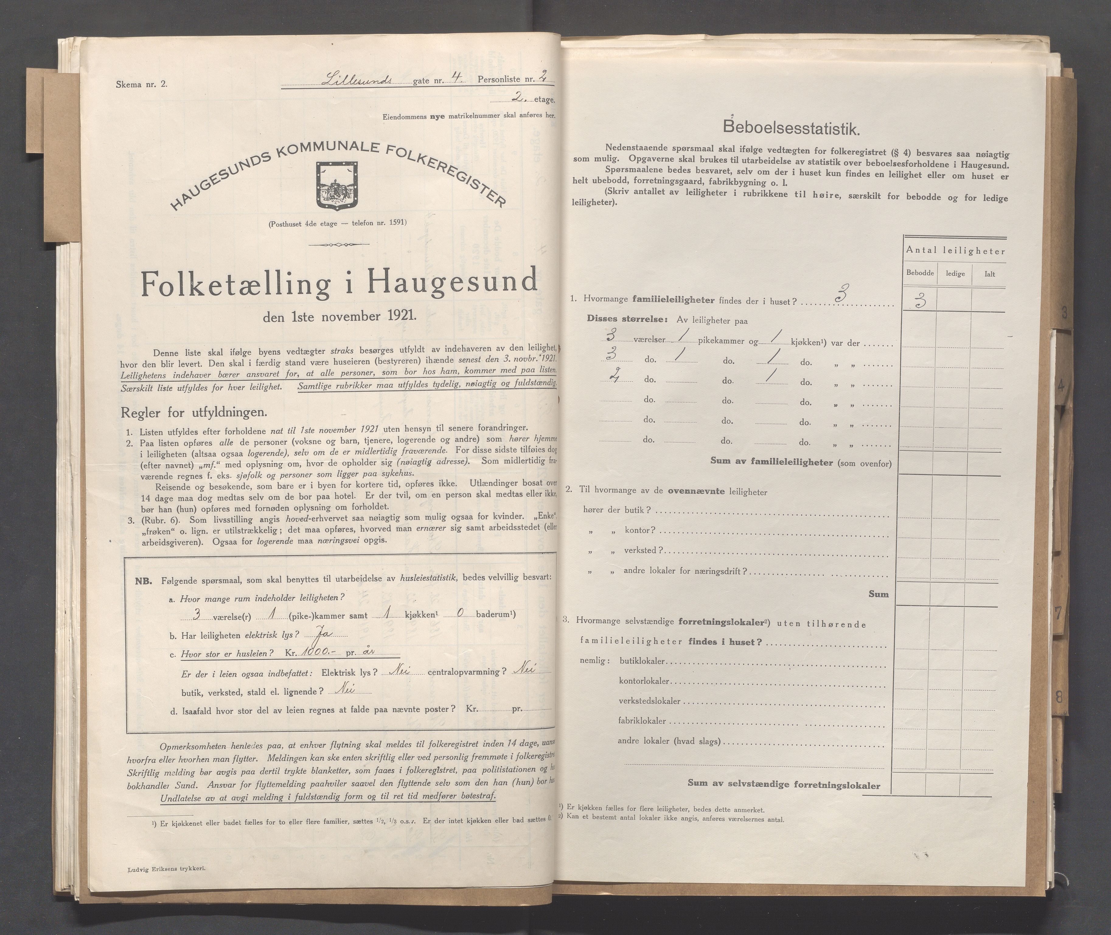 IKAR, Local census 1.11.1921 for Haugesund, 1921, p. 3043