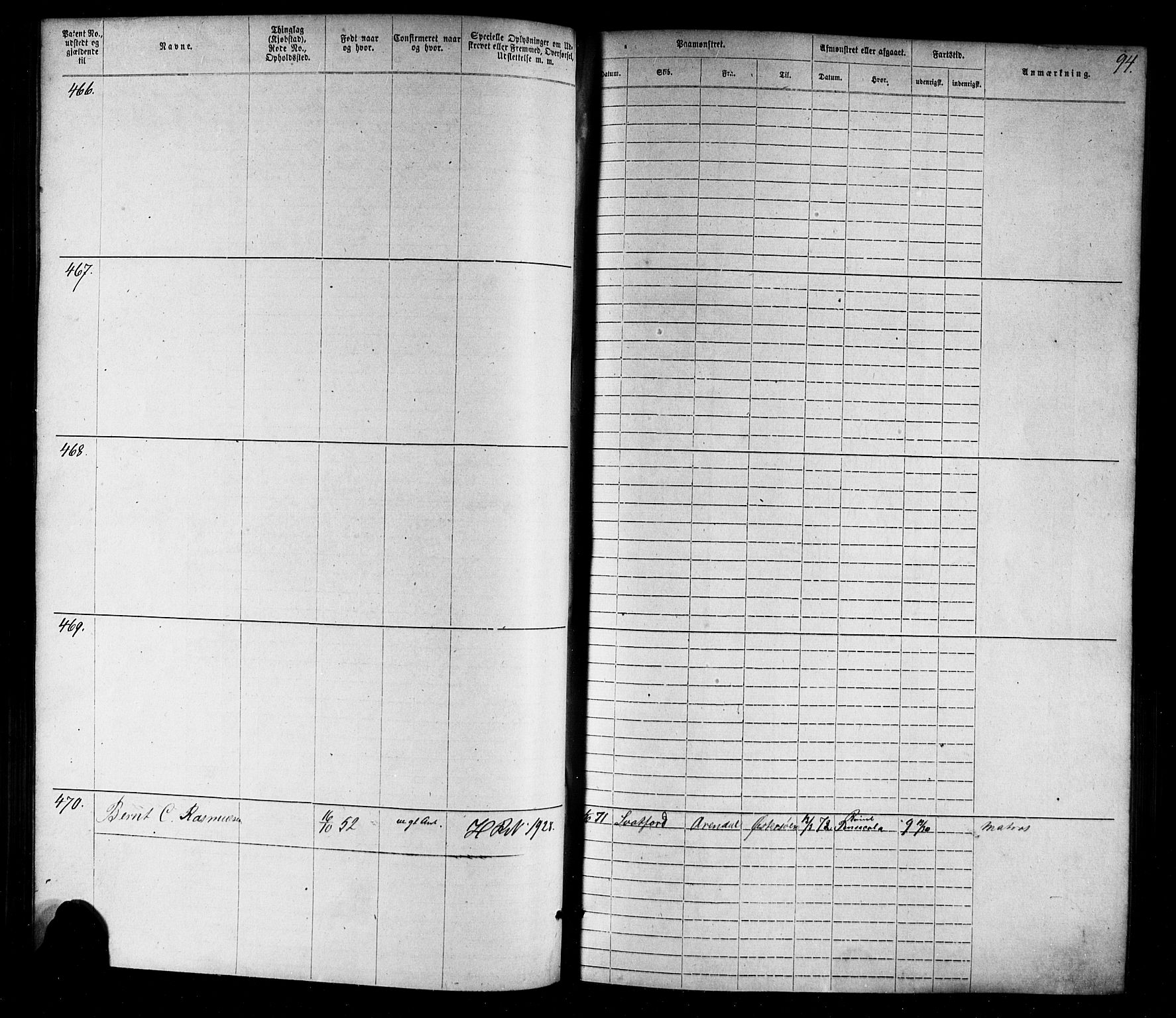 Farsund mønstringskrets, SAK/2031-0017/F/Fa/L0005: Annotasjonsrulle nr 1-1910 med register, Z-2, 1869-1877, p. 120