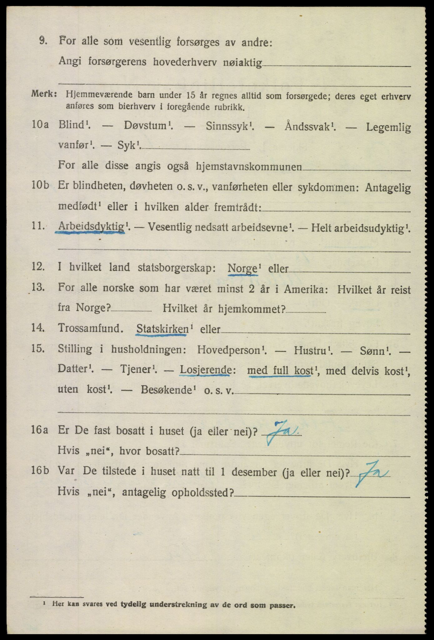 SAH, 1920 census for Vestre Slidre, 1920, p. 3257