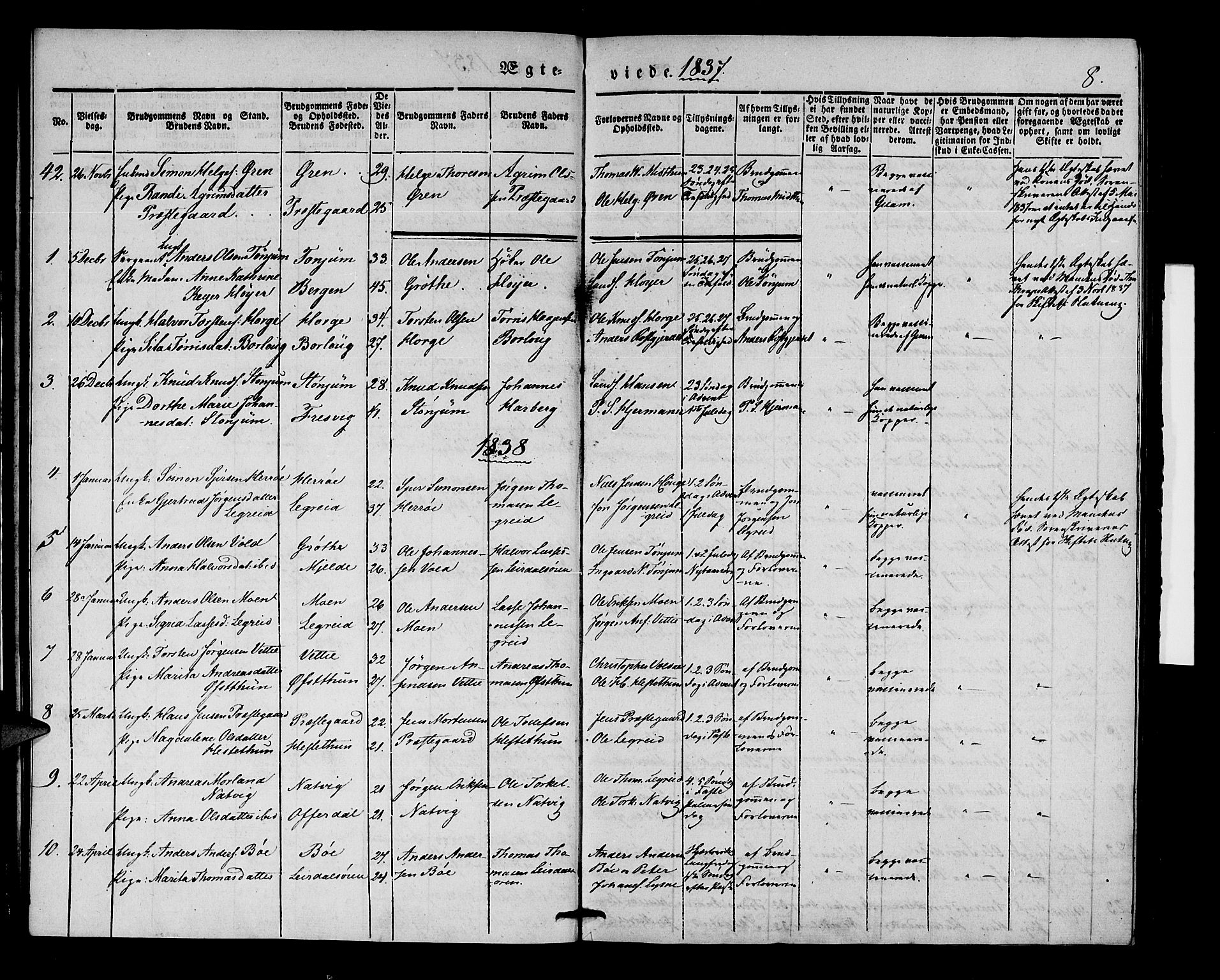 Lærdal sokneprestembete, SAB/A-81201: Parish register (official) no. A 8, 1834-1853, p. 8