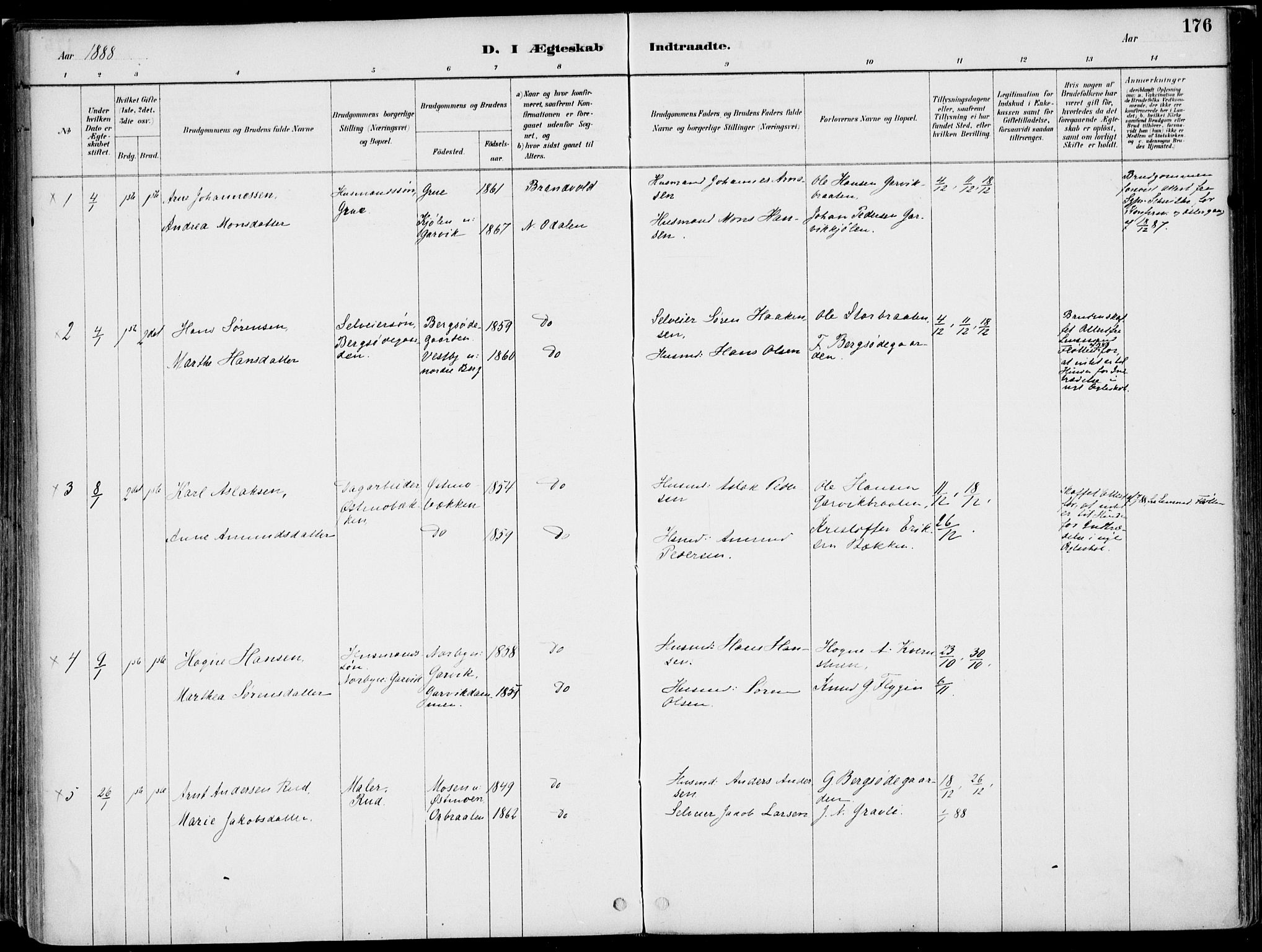 Nord-Odal prestekontor, AV/SAH-PREST-032/H/Ha/Haa/L0008: Parish register (official) no. 8, 1886-1901, p. 176