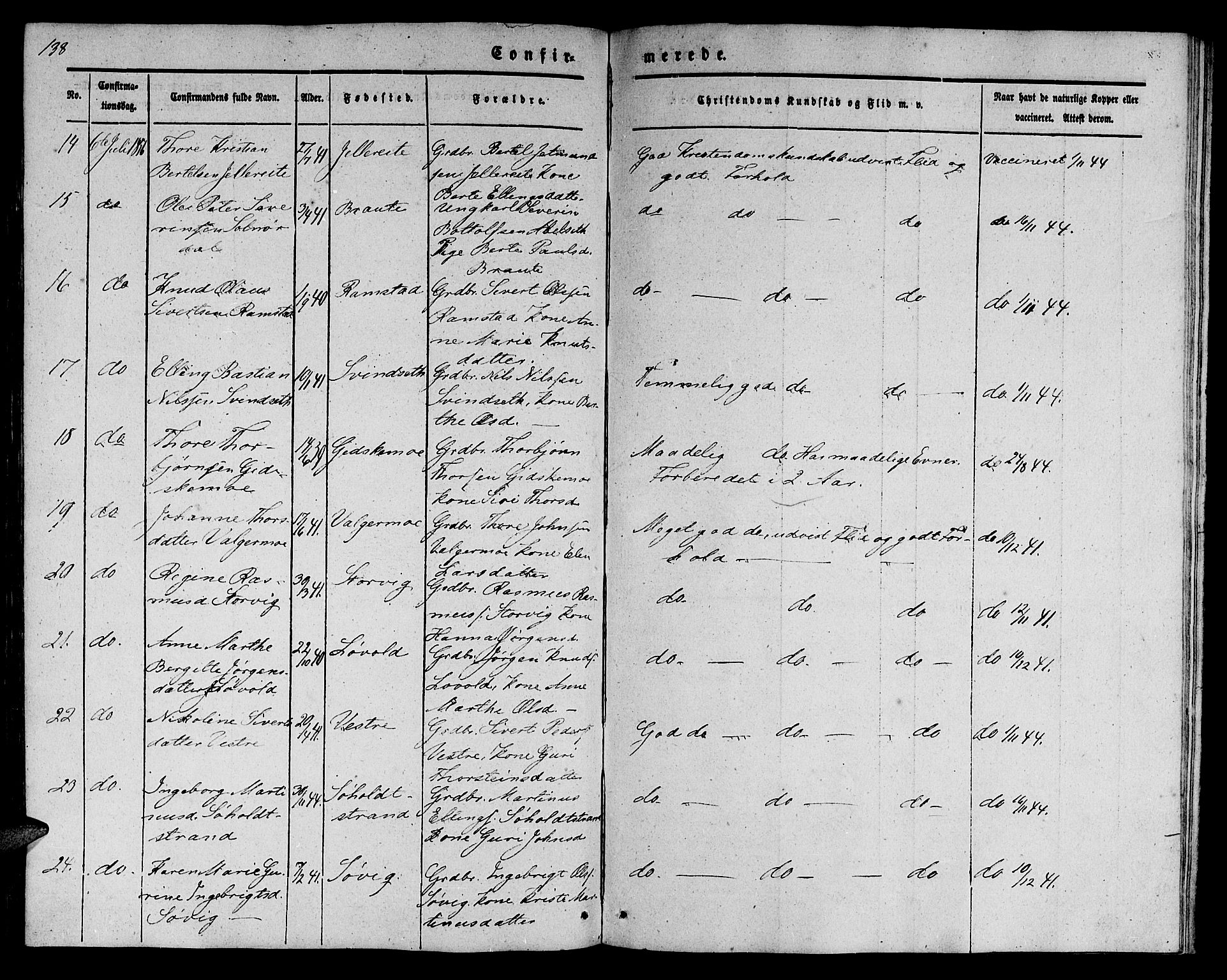 Ministerialprotokoller, klokkerbøker og fødselsregistre - Møre og Romsdal, AV/SAT-A-1454/522/L0324: Parish register (copy) no. 522C03, 1854-1871, p. 138