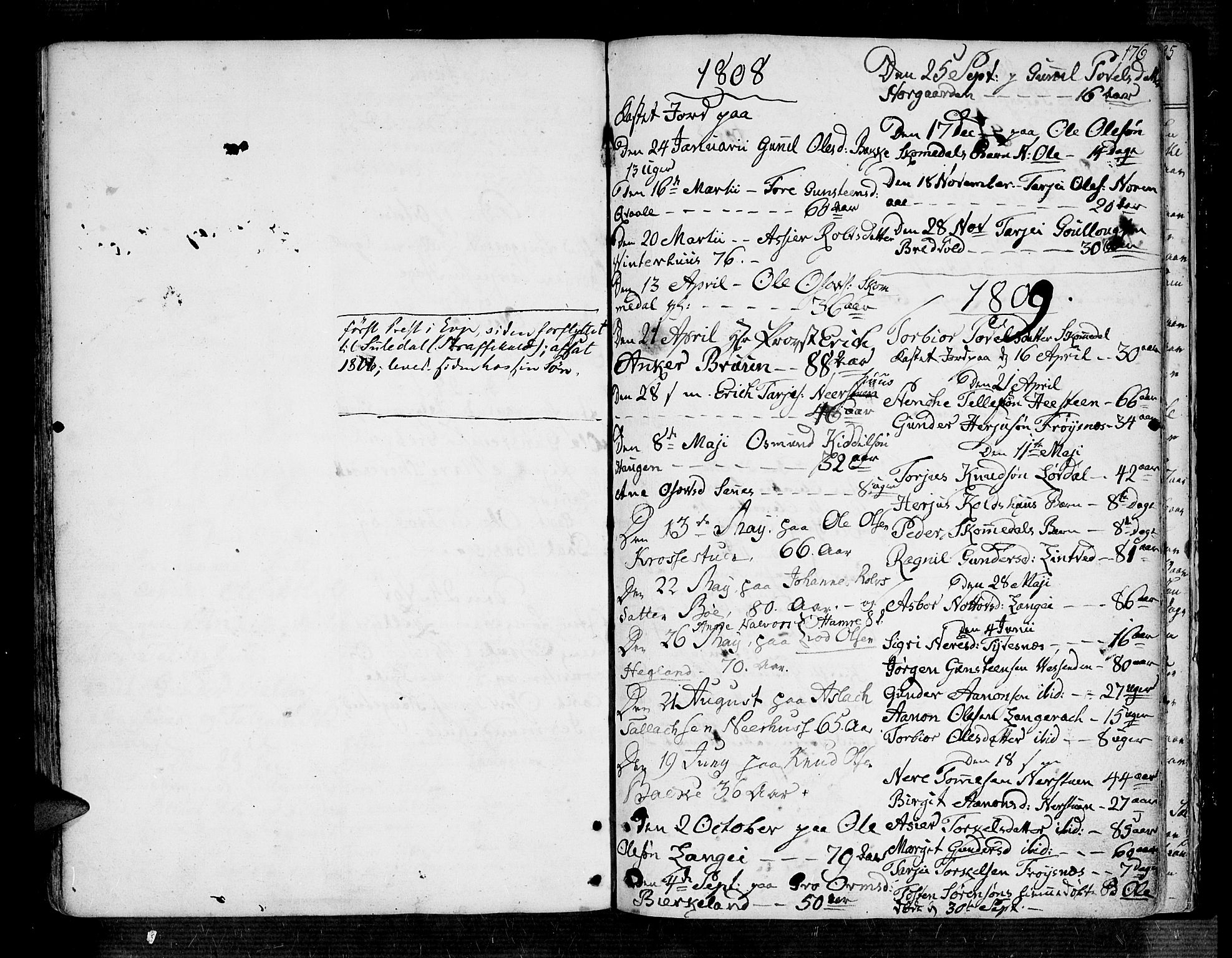 Bygland sokneprestkontor, SAK/1111-0006/F/Fa/Fab/L0002: Parish register (official) no. A 2, 1766-1816, p. 176