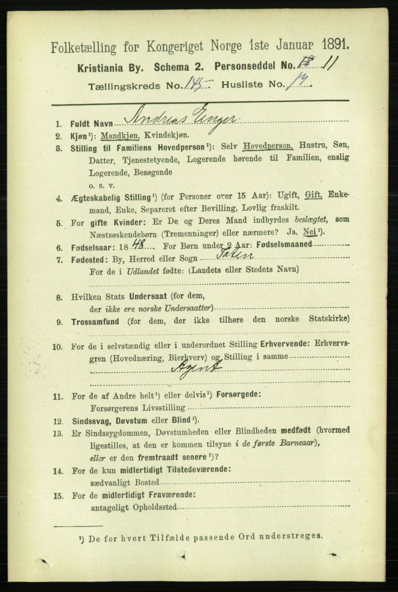 RA, 1891 census for 0301 Kristiania, 1891, p. 79889