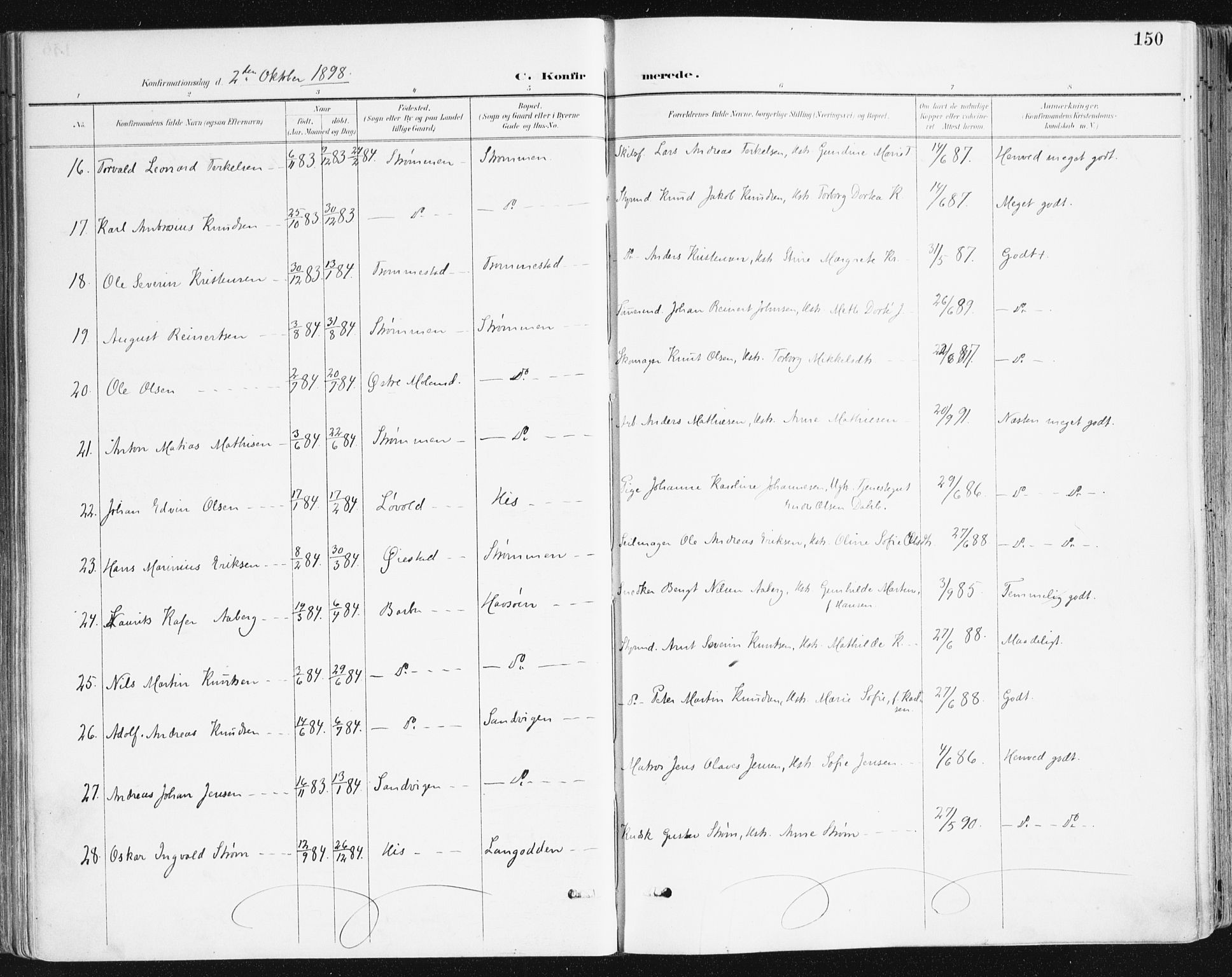 Hisøy sokneprestkontor, SAK/1111-0020/F/Fa/L0004: Parish register (official) no. A 4, 1895-1917, p. 150