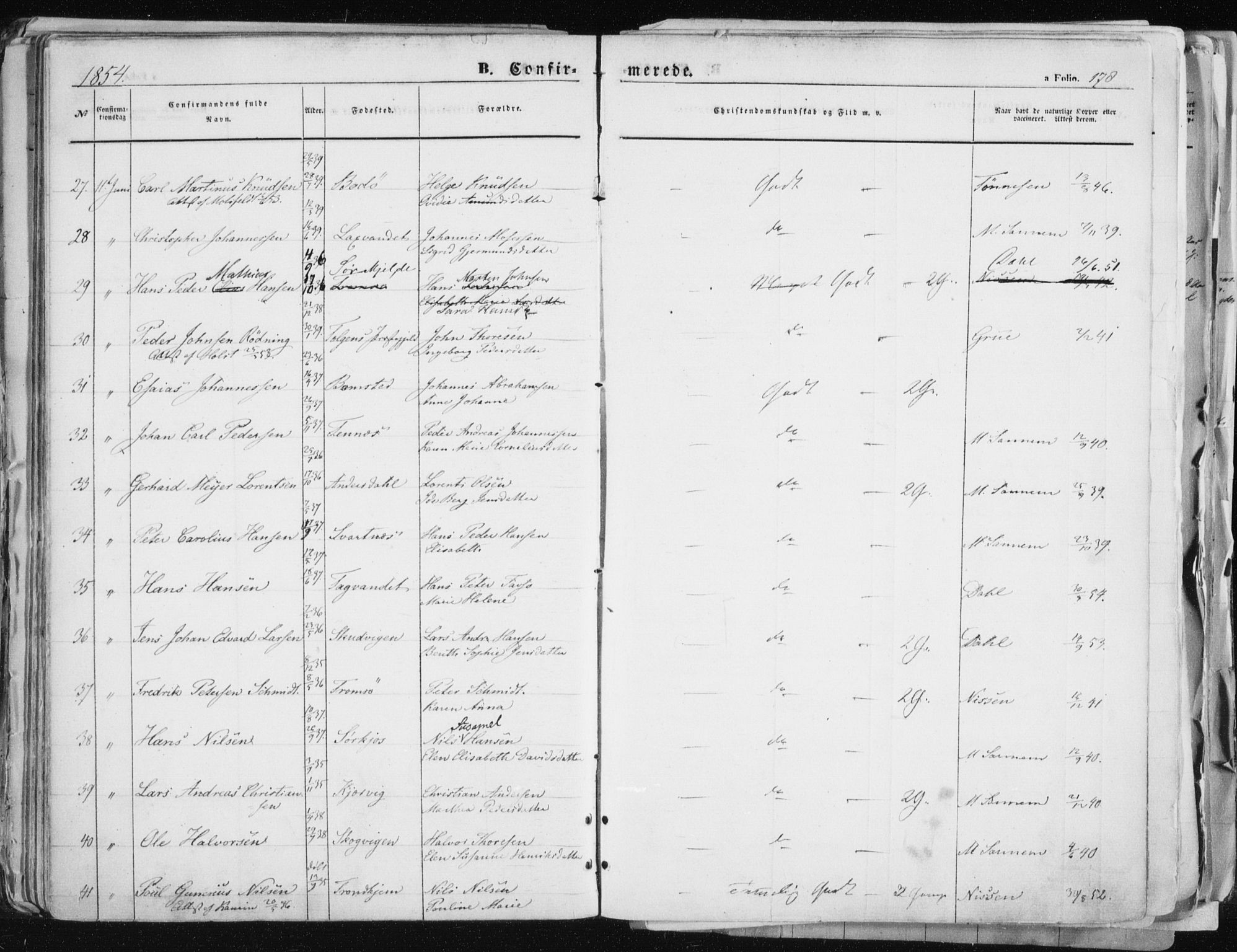 Tromsø sokneprestkontor/stiftsprosti/domprosti, SATØ/S-1343/G/Ga/L0010kirke: Parish register (official) no. 10, 1848-1855, p. 178